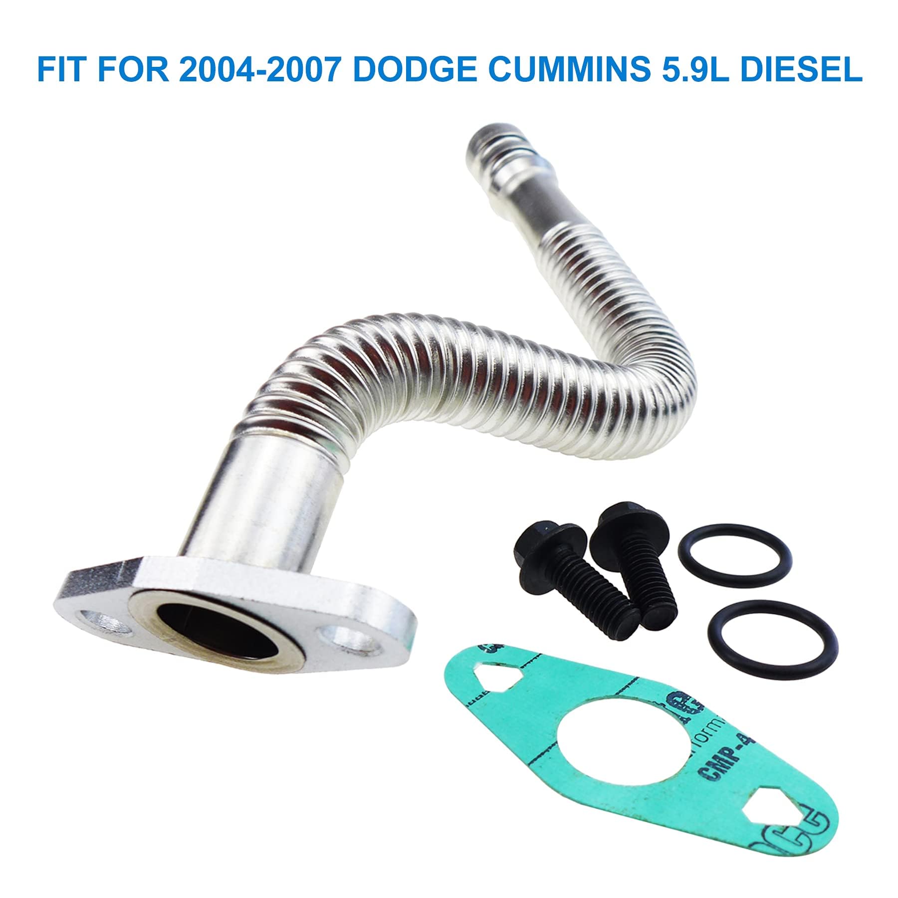 5.9L Oil Return Drain Line, 5135786AB, 3970875, Turbo Oil Return Pipe Tube for Dodge Cummins 5.9L Diesel 2004 2005 2006 2007, En