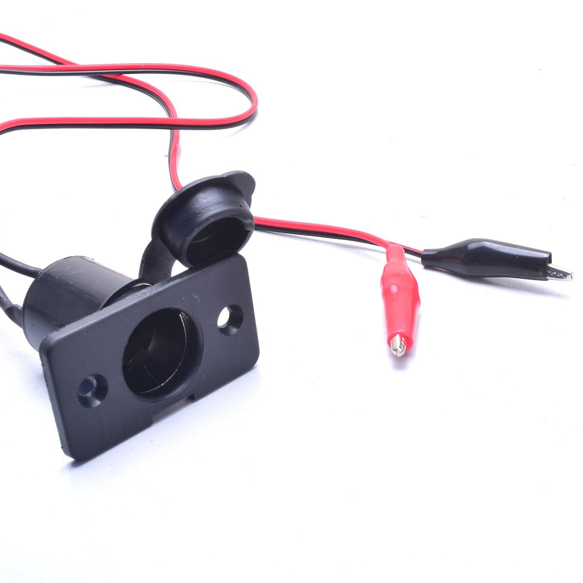 EKYLIN Car Auto Motorcycle Cigarette Lighter Charger Female Socket w/Alligator Clips Battery Clip-on 3.2FT Extension Cable Cigar