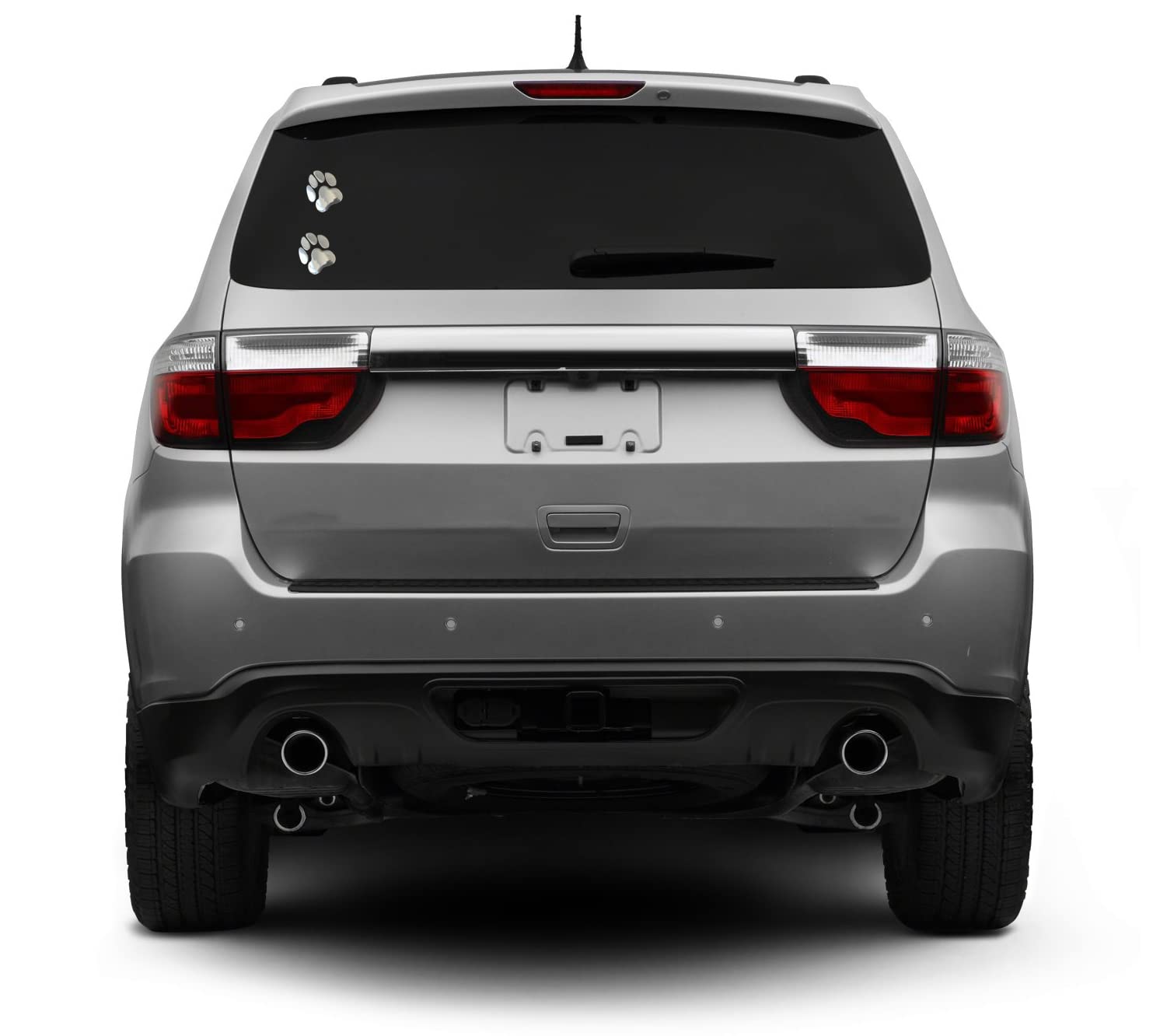 Lzlrun 2 Pieces 3D Chrome Car Decoration Stickers Paw Decals Car Stickers Dog Paw Print Car Stickers For Car Bumper Window Laptops Decoration (Silver)