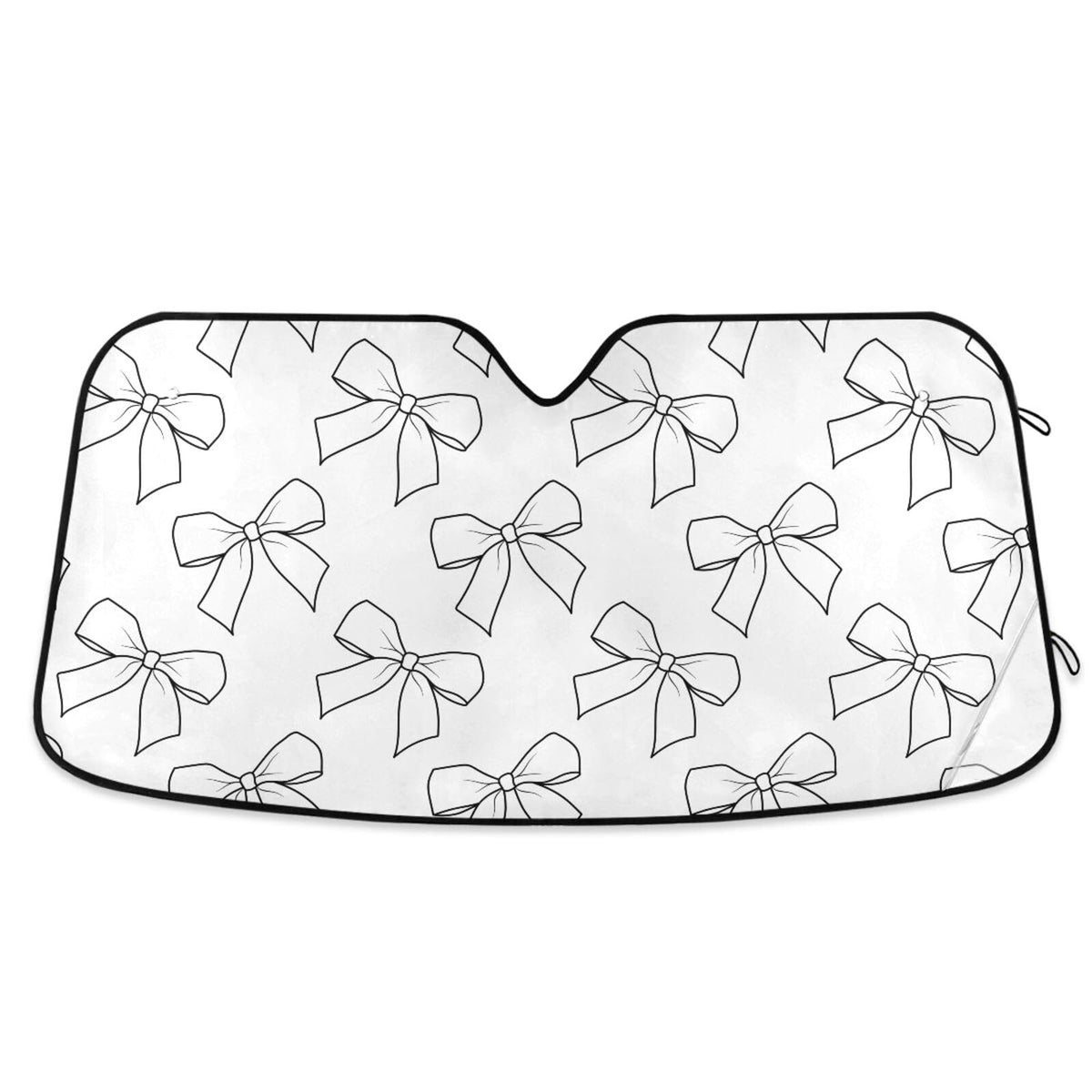 Oarencol Car Windshield Sun Shade Black And White Ribbon Bows Foldable Uv Ray Sun Visor Protector Sunshade To Keep Your Vehicle