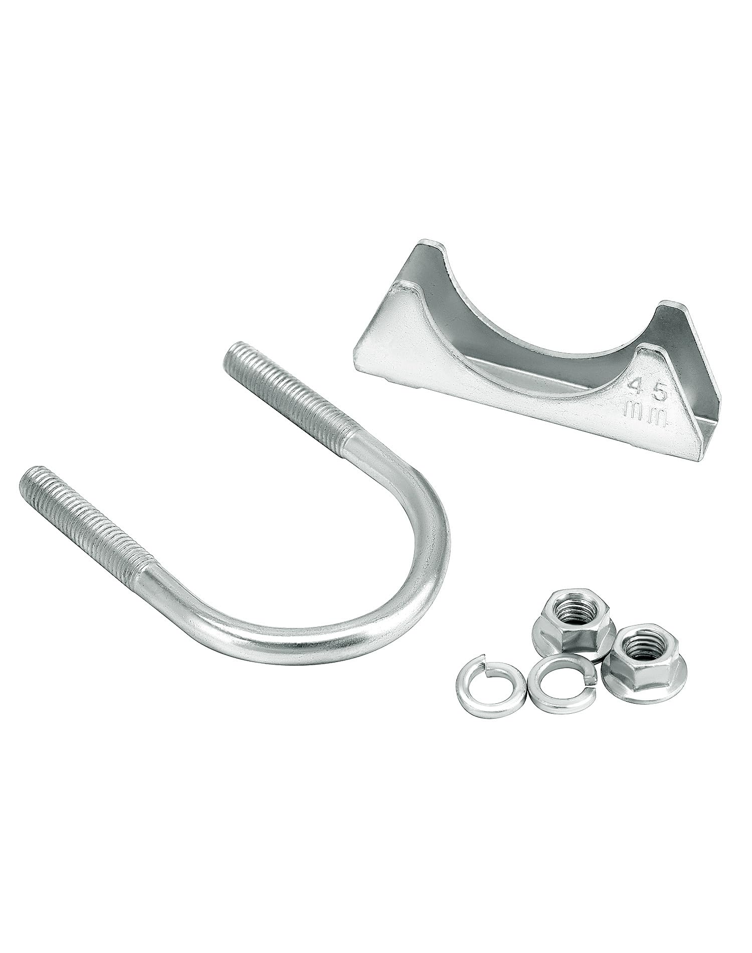 Qwork U-Bolt Muffler Tip Exhaust Hook, 2 Pack 1-3/4'' Od Universal Silencer Exhaust Clip, Steel Exhaust Pipe Clamp