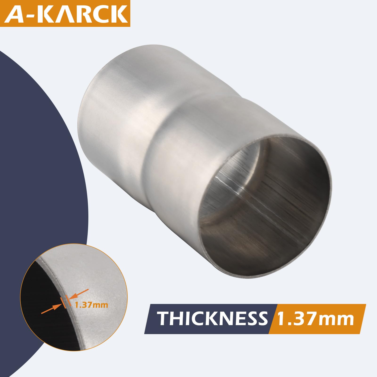 A-KARCK Stainless Steel Exhaust Adapter 3'' ID to 3'' ID, Exhaust Pipe Reducer 3.6'' Overall Length