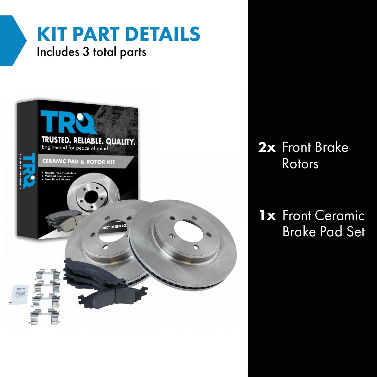 Trq Front Brake Pad & Rotor Kit Brake Pads Brake Rotor Ceramic Compatible With 2006-2010 Ford Explorer 2007-2010 Explorer Sport