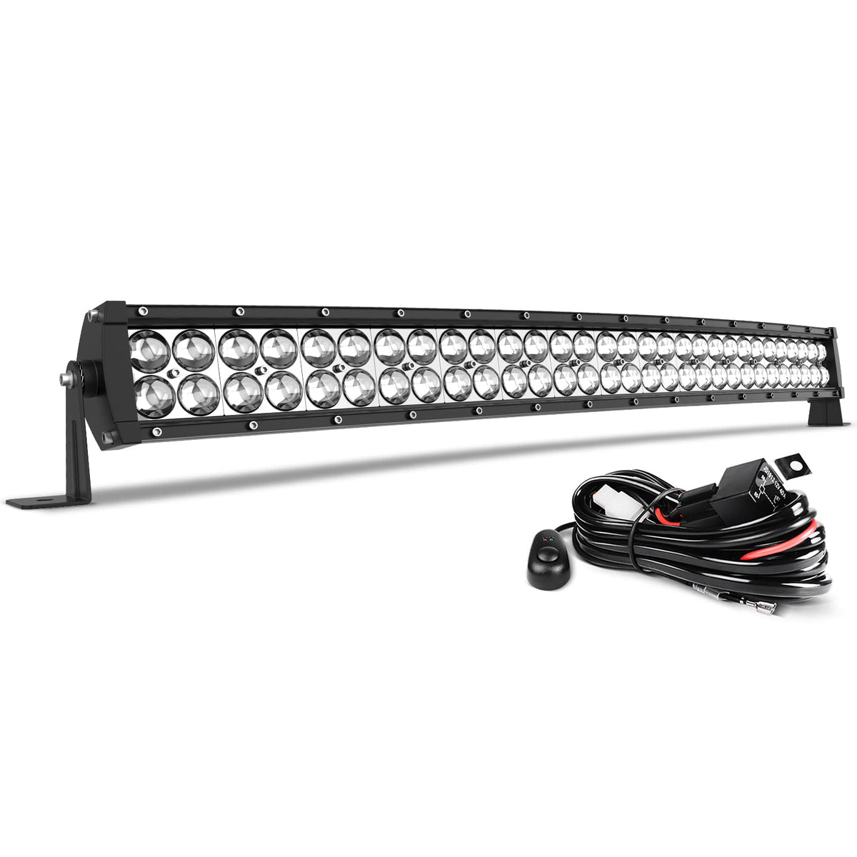 Led Light Bar 52 Inch Curved Auto Work Light 4D 500W With 8Ft Wiring Harness, 50000Lm Offroad Driving Fog Lamp Marine Boating Li