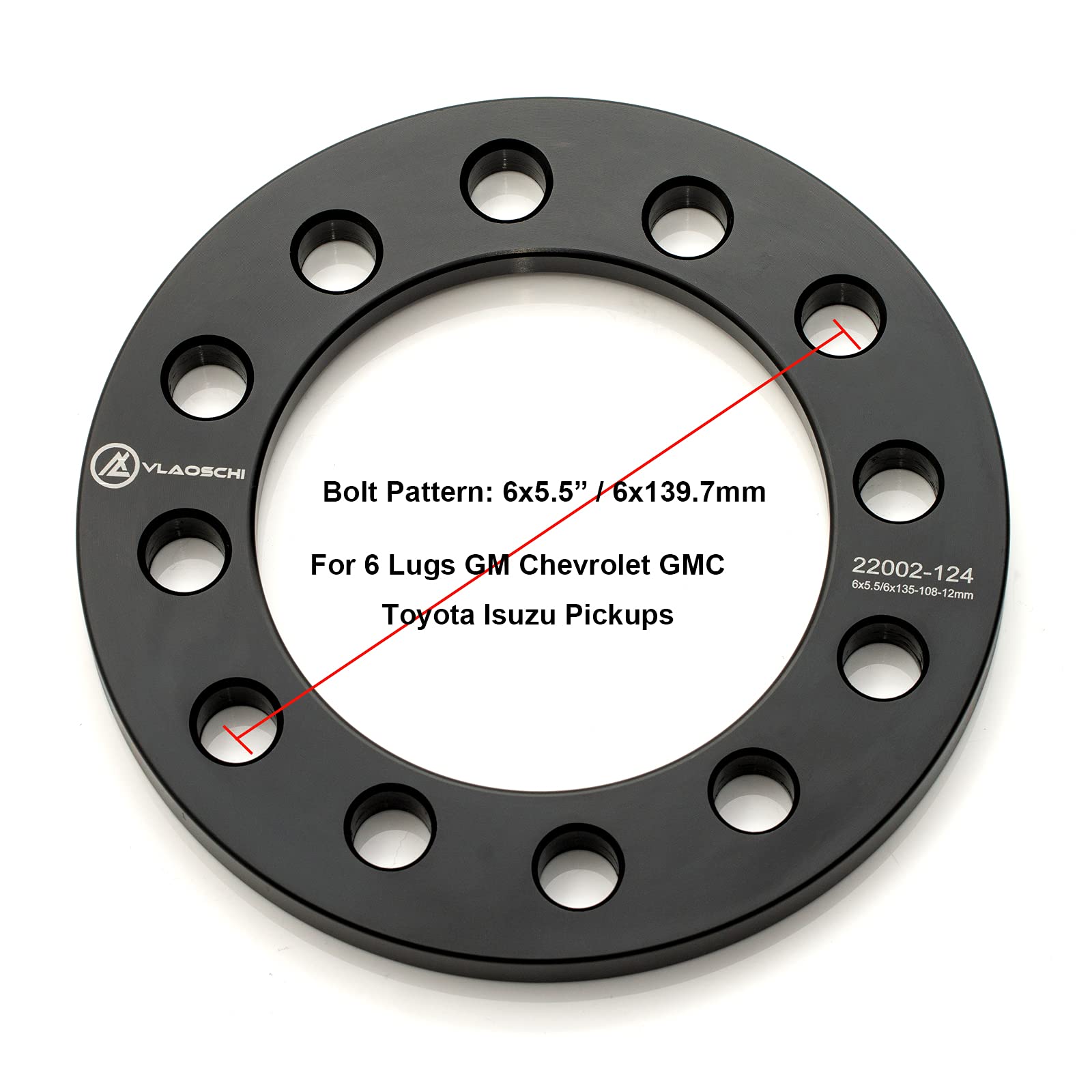 VLAOSCHI Forged 6x5.5 6x135 6x139.7 Universal Wheel Spacers 1/2 Inch (12mm) Compatible with Chevy Ford-Toyota 6 Lug for Silverad
