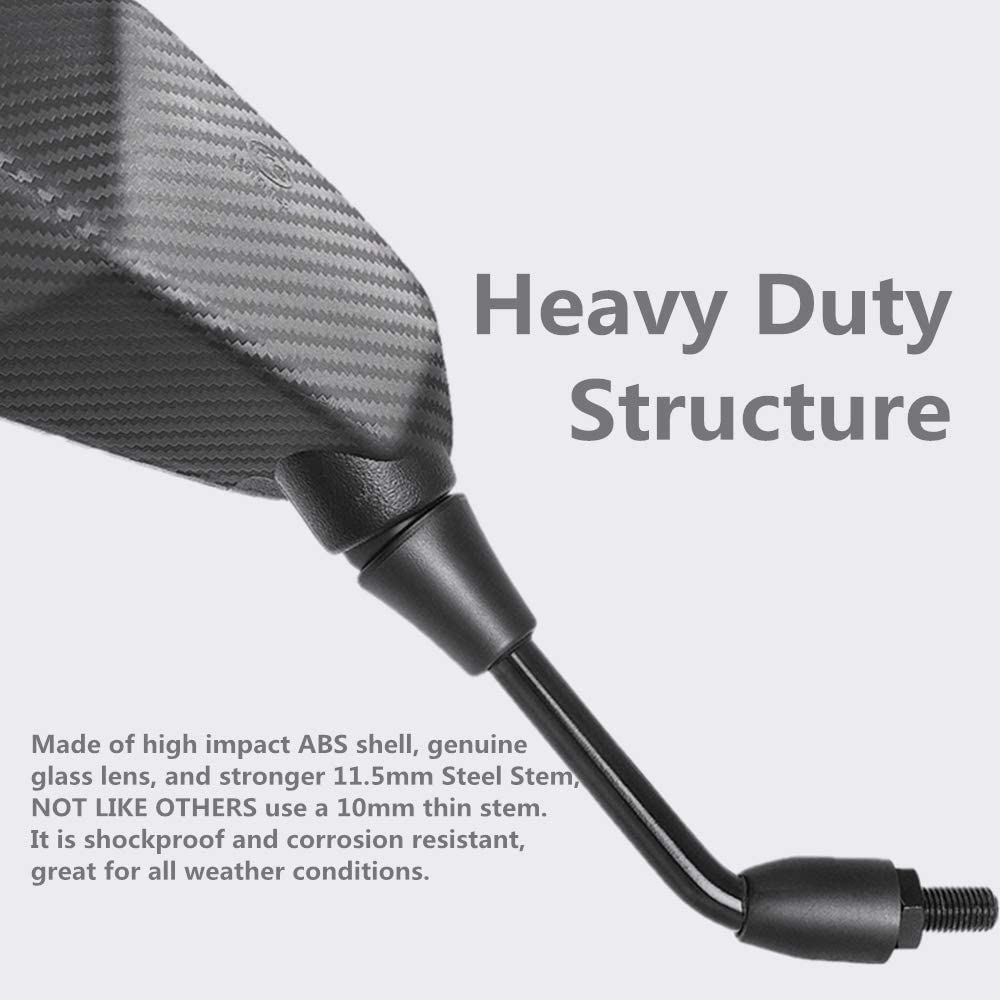 【2021 Upgraded】Motorcycle Convex Rear View Mirror, Mirrors For Bike,Motorcycle,Atv,Scooter, With 10Mm Bolt, 7/8" Handle Bar Mount Clamp For Cruiser, Suzuki， Honda, Victory And More