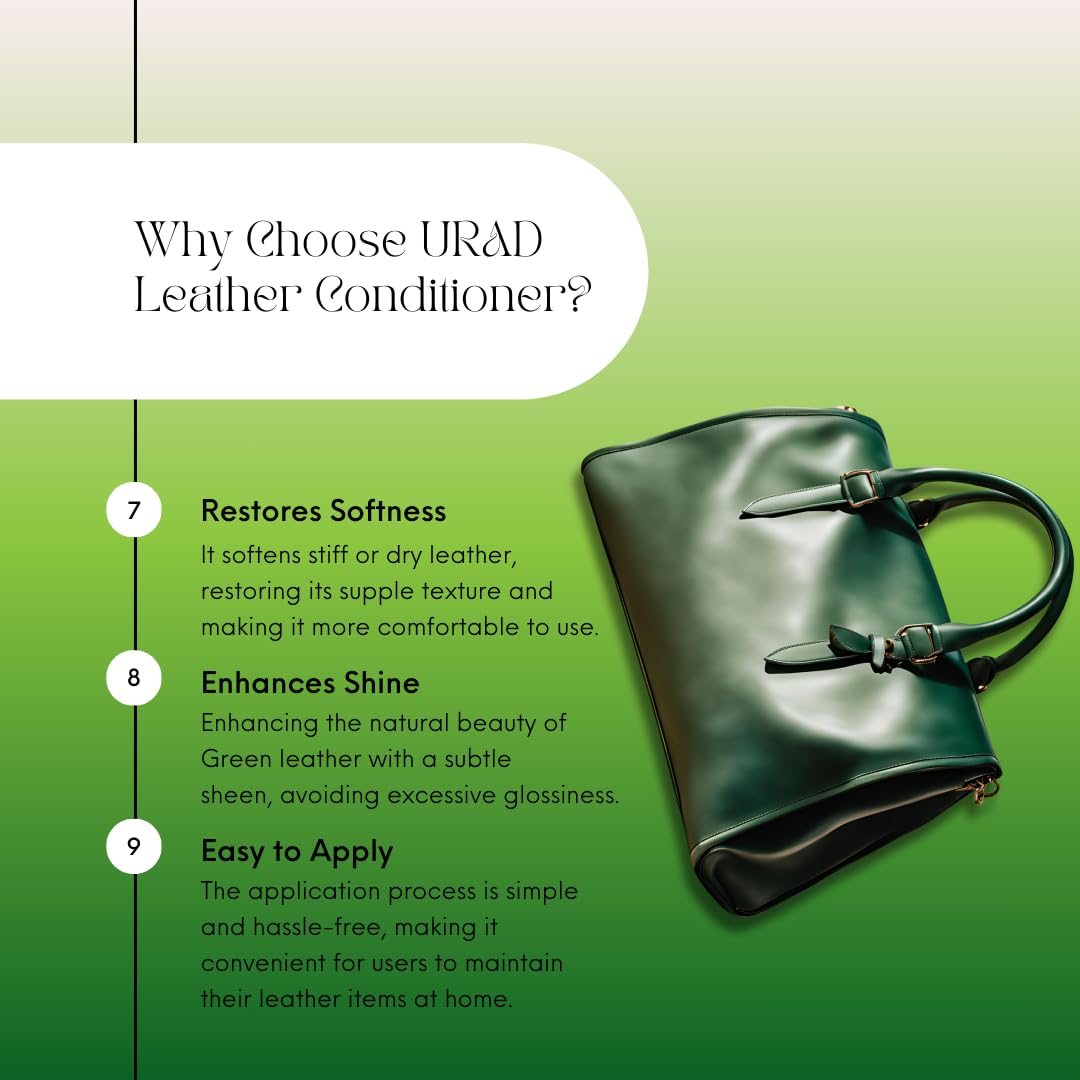 Urad Leather Conditioner, Green, 50Ml - Revitalizes, Protects & Enhances Green Leather Belts, Shoes, Handbags & Furniture