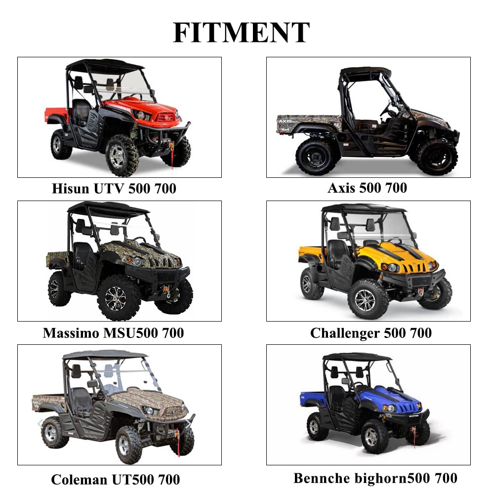 Chikia Hisun Massimo 500 700 Soft Rear Windshield,Back Window With Zipper Replacement For Hisun Utv 500 700, Massimo 500 700, Axis 500 700, Coleman Outfitter 500 700 Accessories