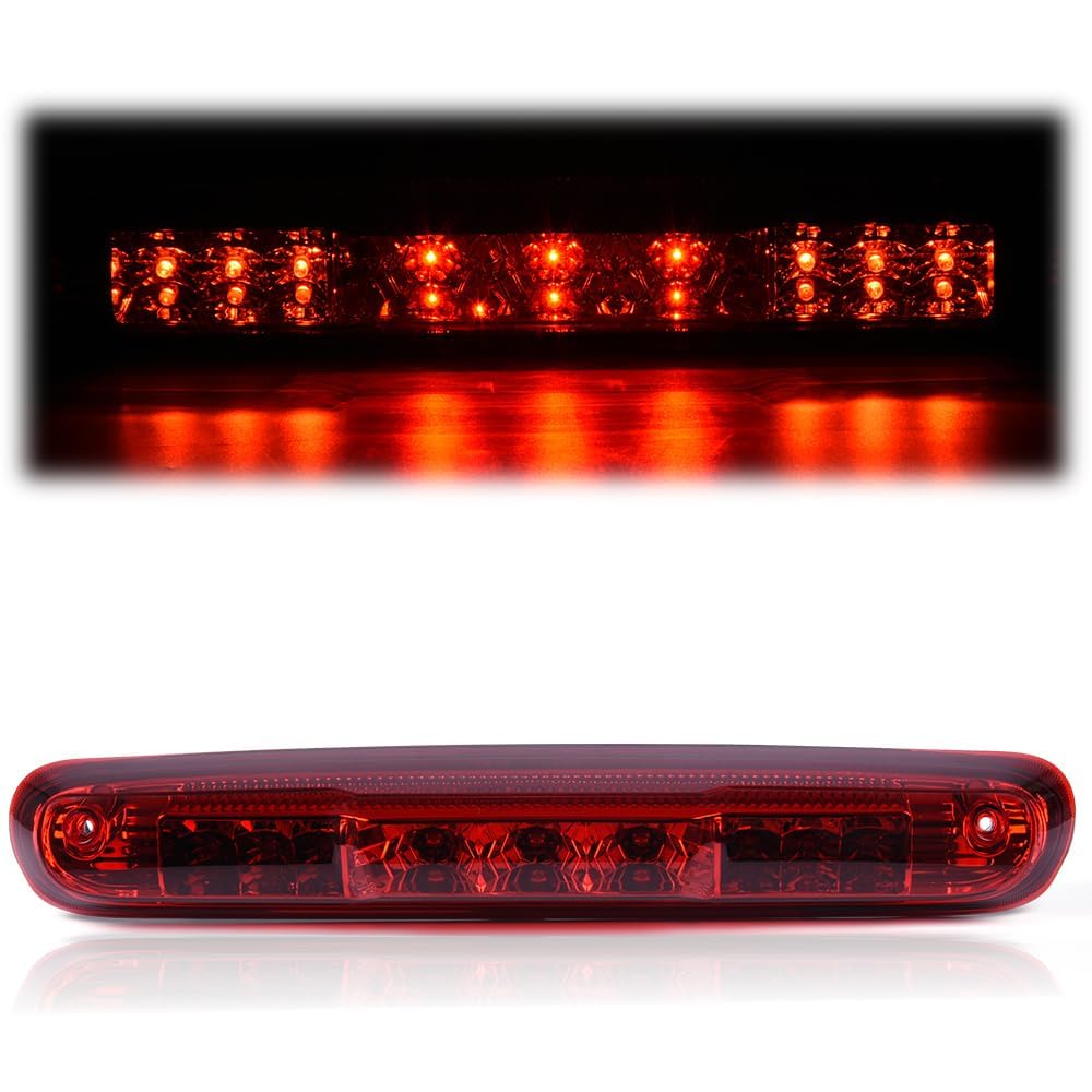 Cheda Third Brake Lights, Compatible With 2007-2013 Chevy Silverado Gmc Sierra 1500 2500 3500, Red Lens Clear Housing 3D Led Bar