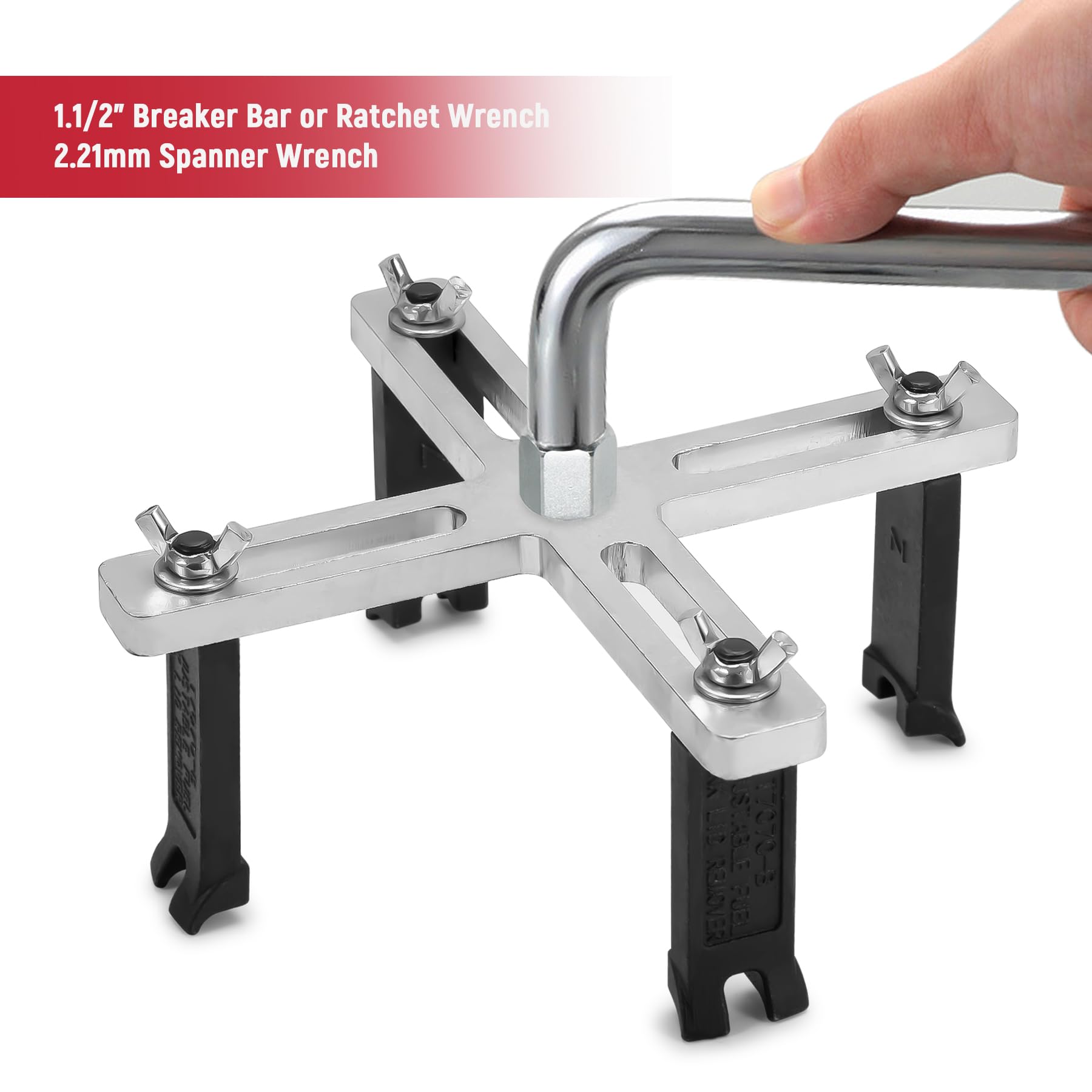 AUPREX Universal Fuel Pump Removal Tool, Adjustable 4 Jaw Fuel Tank Lock Ring Tool Range from 2.1    to 5.9   , Heavy Duty Fuel