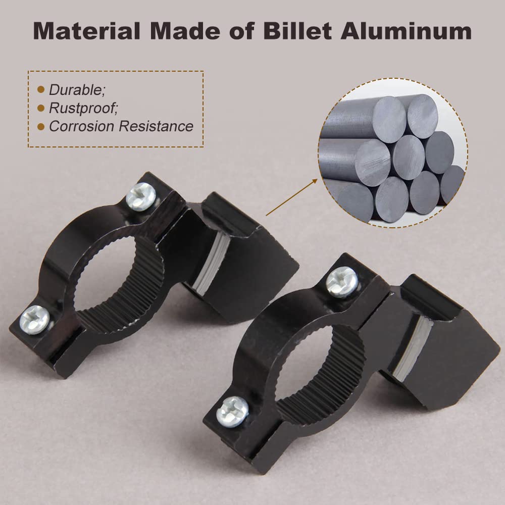 Mtsooning Motorcycle 10mm/ 7/8' Mirror Mount Clamp, 2PCS Handlebar Rearview Mirror Adapter, Black Aluminum Universal Bike mirror Holder