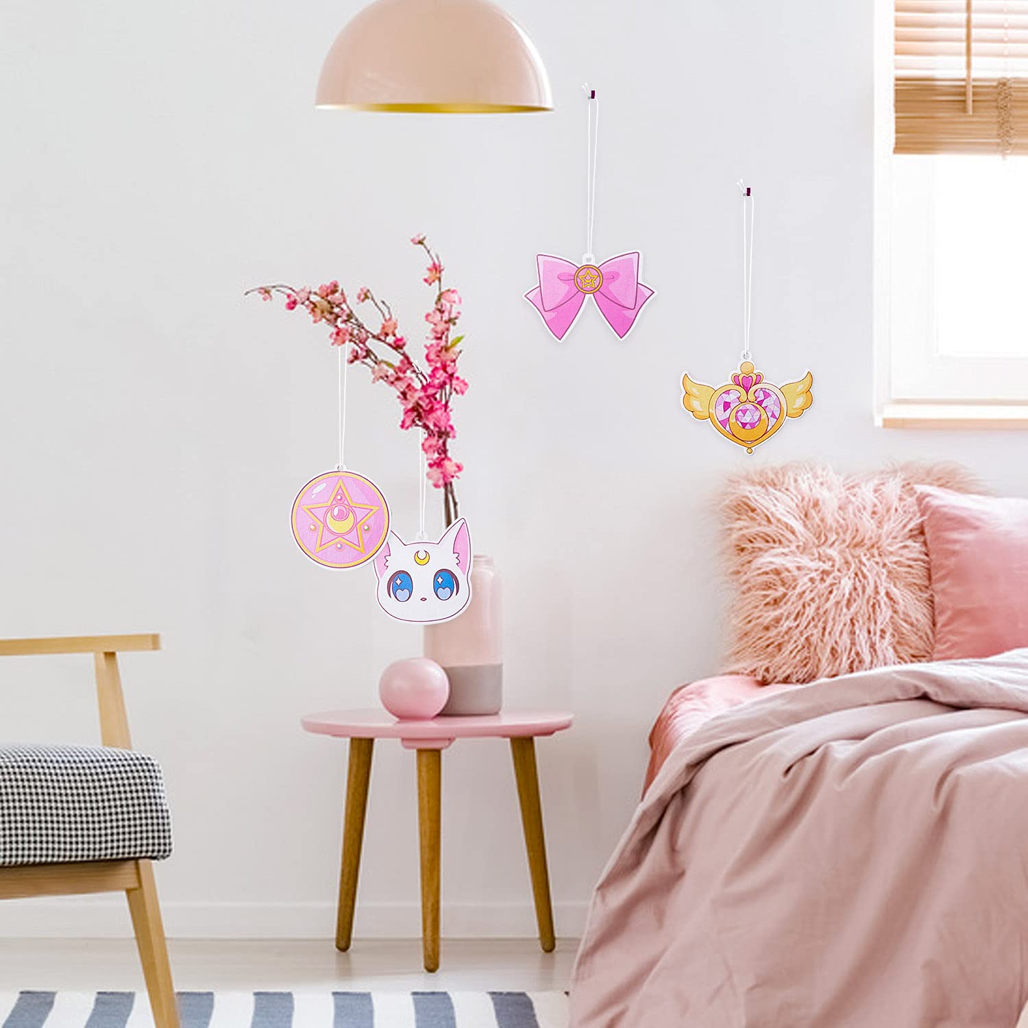 L1Rabe Car Air Freshener Anime Moon Cat Artemis Incense Chips, 4 Styles And Scents Of Anime Moon Cat Artemis Car Rearview Mirror