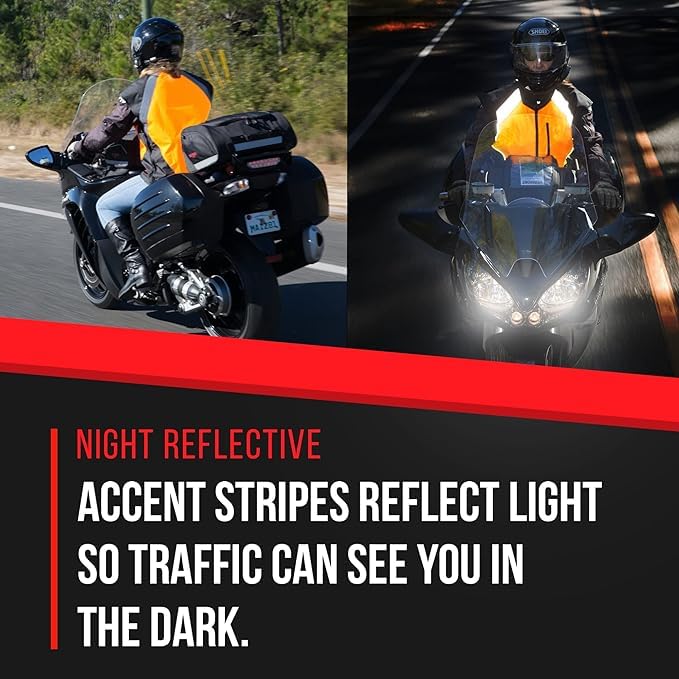 Badass Moto High Vis Vest Reflective Motorcycle Vest. Yellow. Size X-Large - Can Be Worn Over Large - Xl Jackets. Adjustable Sid