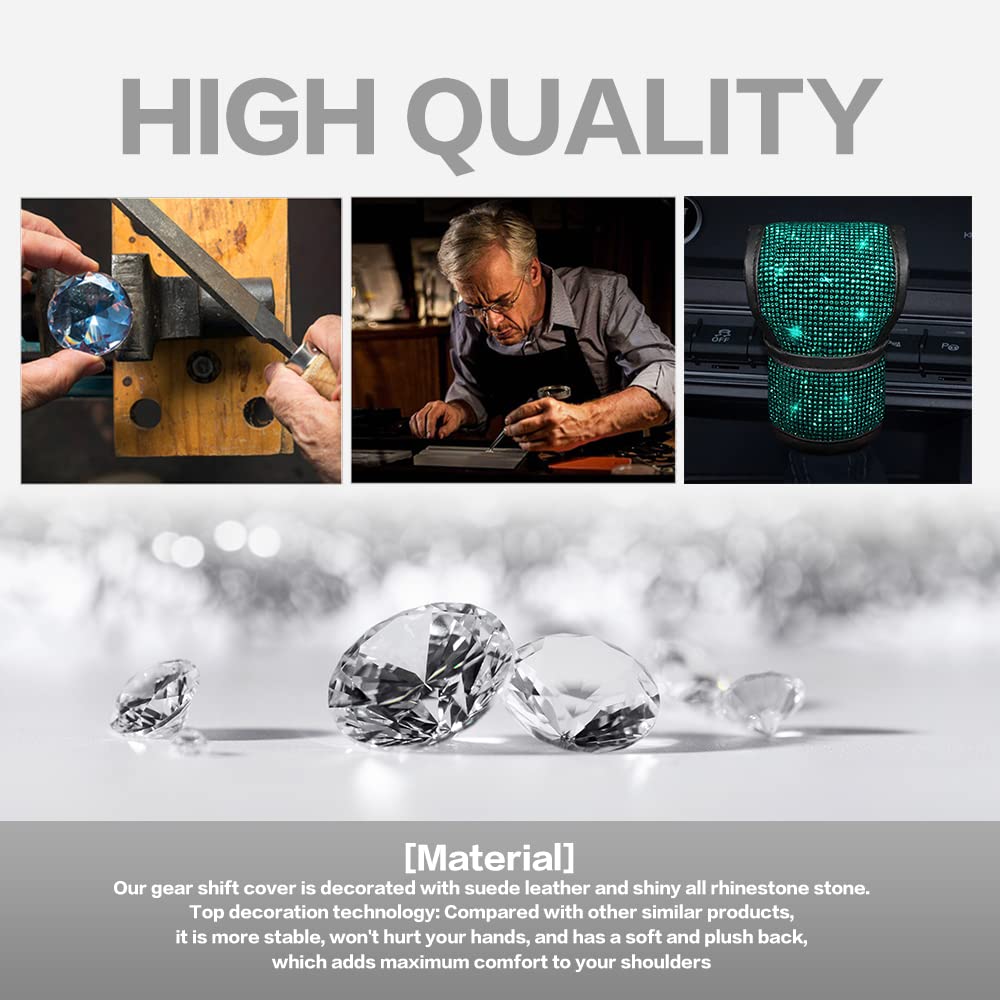 Vargtr Bling Auto Gear Shift Knob Cover With Crystal Glitter Rhinestones, Car Knob Gear Stick Protector, Universal Vehicle Decor