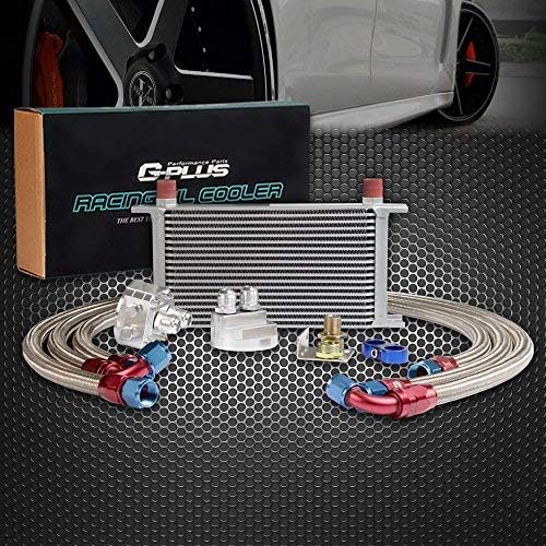 G-PLUS Silver 19 Row AN10-10AN Aluminum Engine Transmisson Oil Cooler Kit & Oil Cooler Kit English-style A