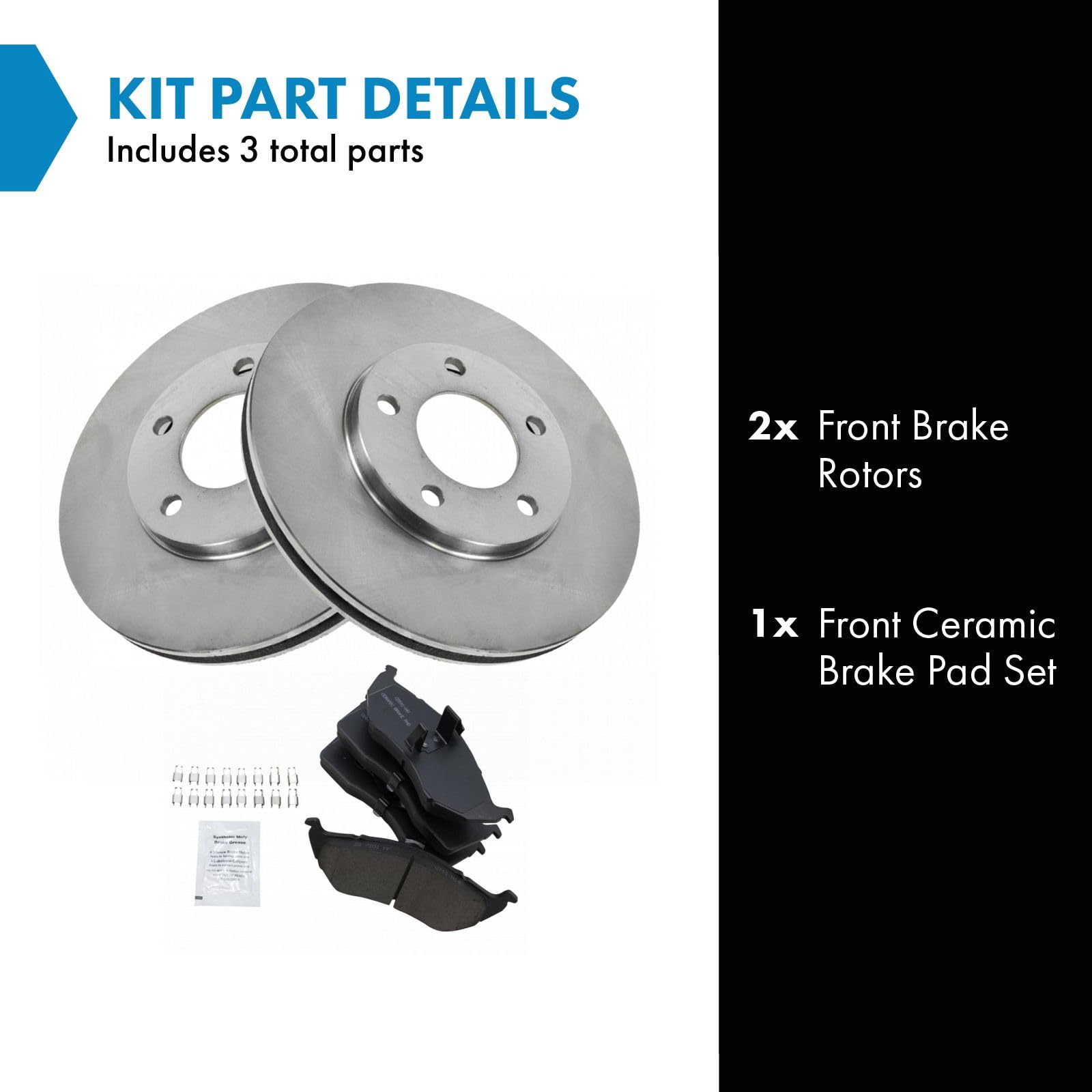 Trq Front Brake Pad & Rotor Kit Brake Pads Brake Rotor Ceramic Compatible With 1996-2000 Chrysler Town & Country Dodge Caravan G