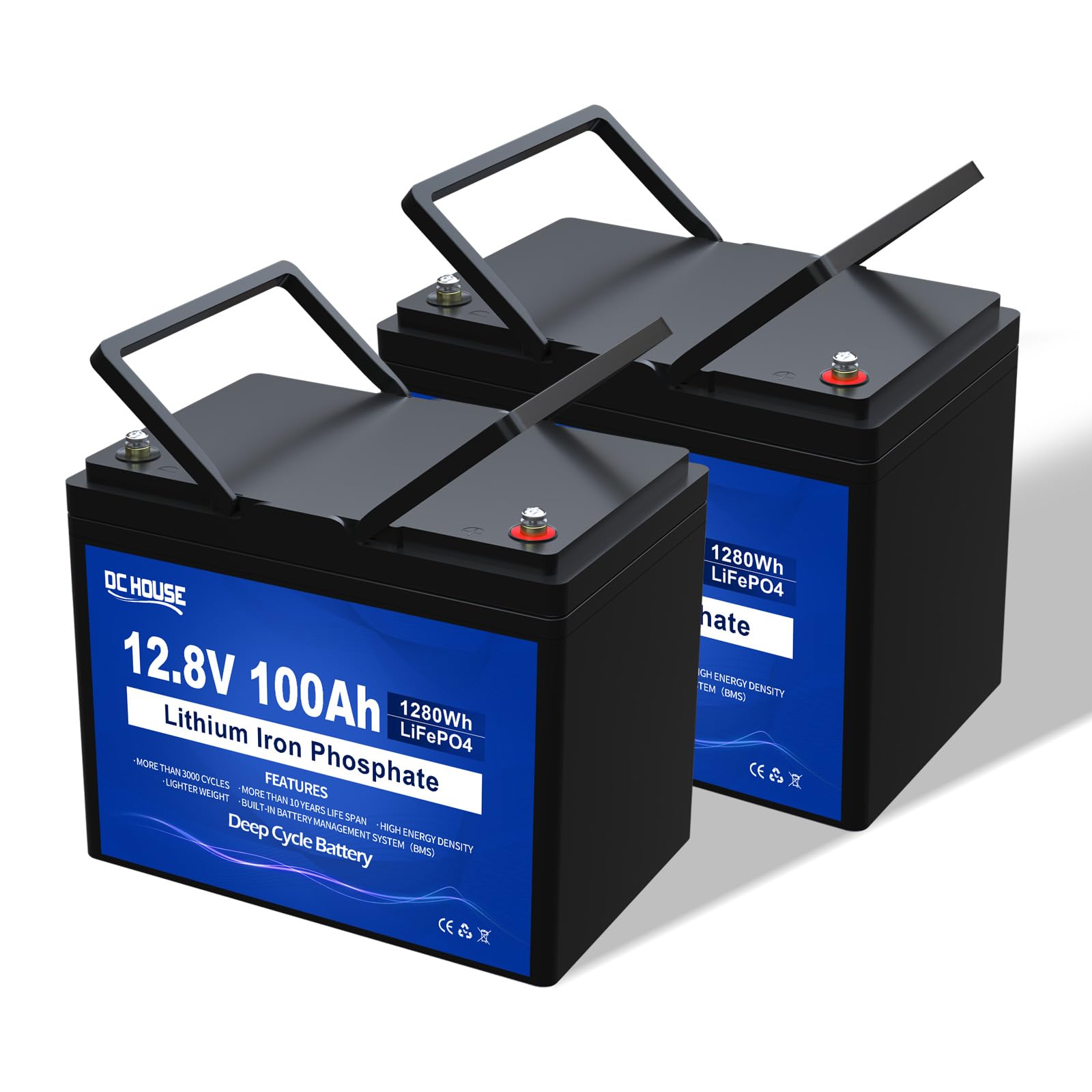 Dc House 12V 200Ah (2 Pack) Lifepo4 Lithium Battery, Upgraded 100A Bms, 15-Year Lifespan With Up To 15000 Cycles Max. Perfect For Rv, Solar, Trolling Motor, Home Energy Storage -Delivery In 2 Parcels