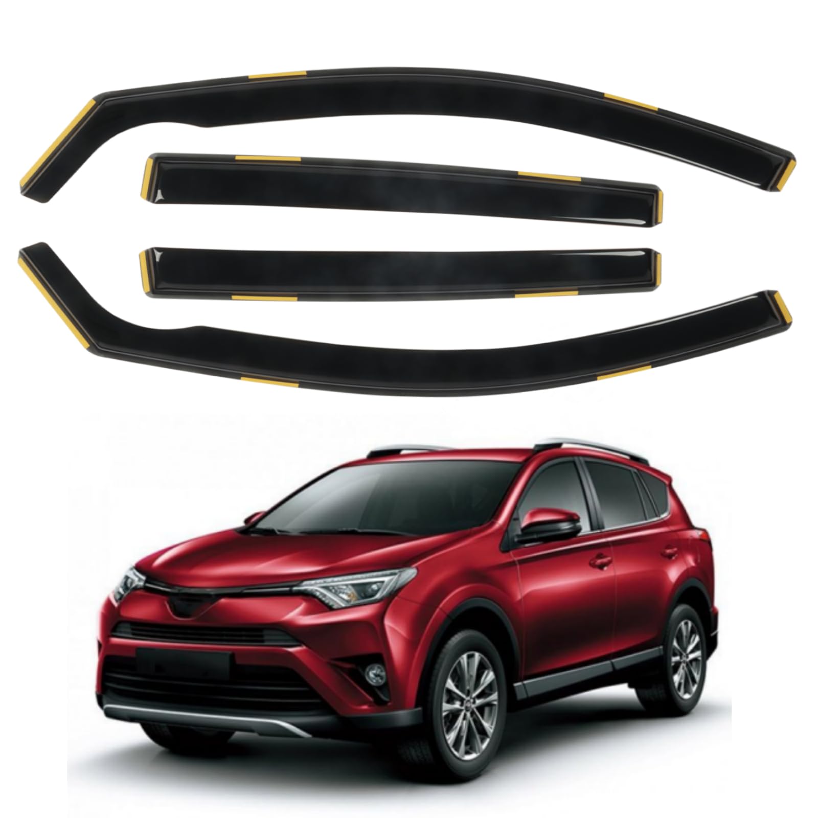 4 PCS in-Channel Window Rain Guards Fit for 2013-2018 Toyota RAV4, Smoke Tinted Vent Window Visors, Side Window Deflectors, Sun 