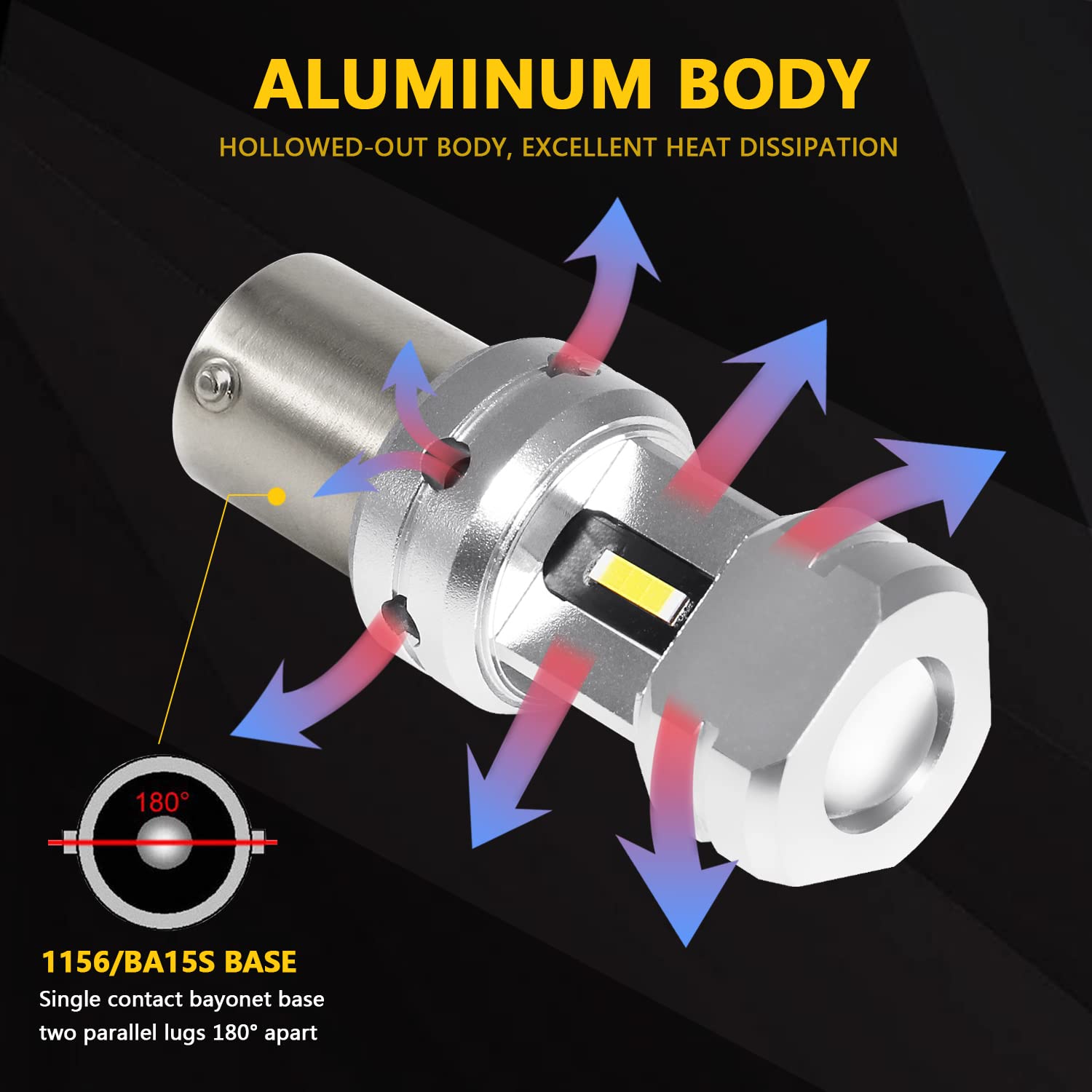 Phinlion 3600 Lumens 1156 Led Reverse Bulbs Super Bright P21W Ba15S 3497 7506 1141 Led Replacement With Projector For Car Truck