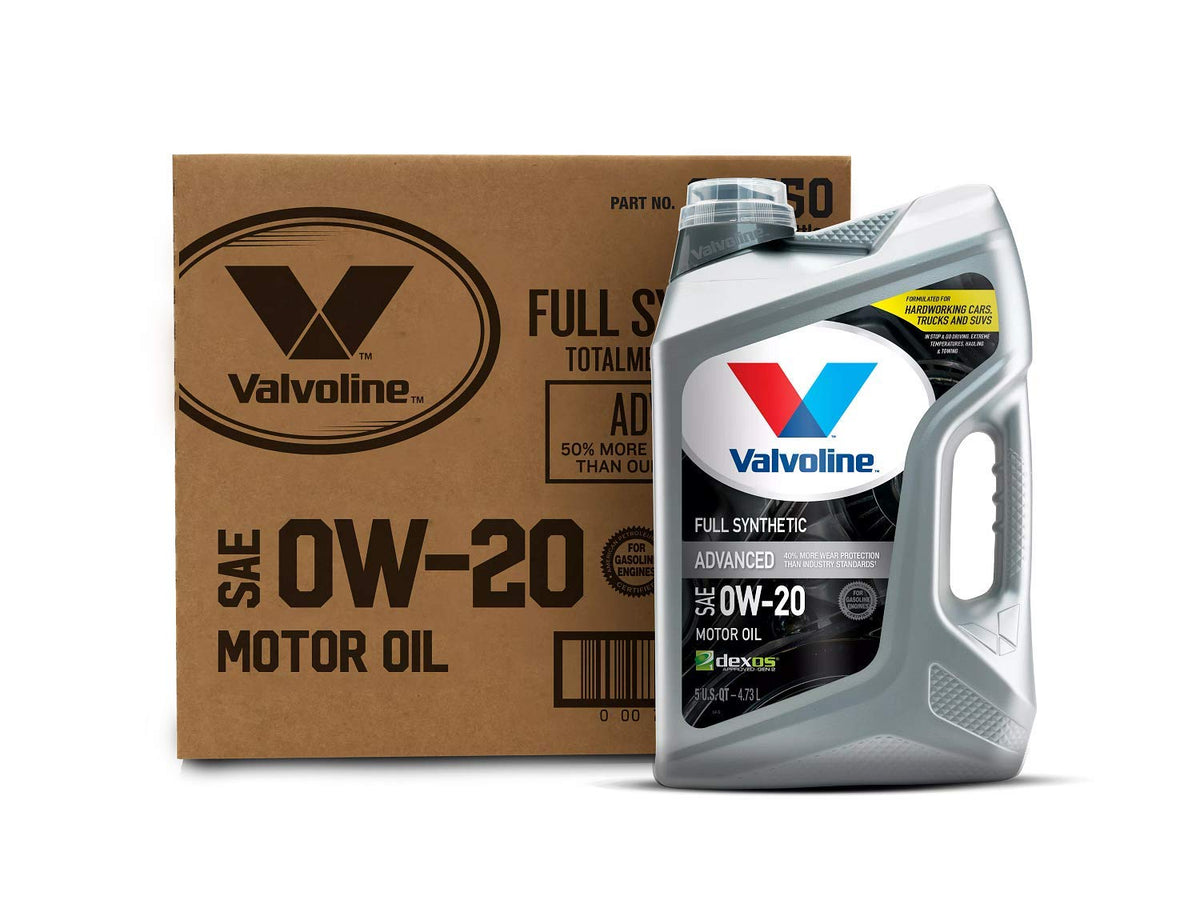 Valvoline Advanced Full Synthetic Sae 0W-20 Motor Oil 5 Qt, Case Of 3
