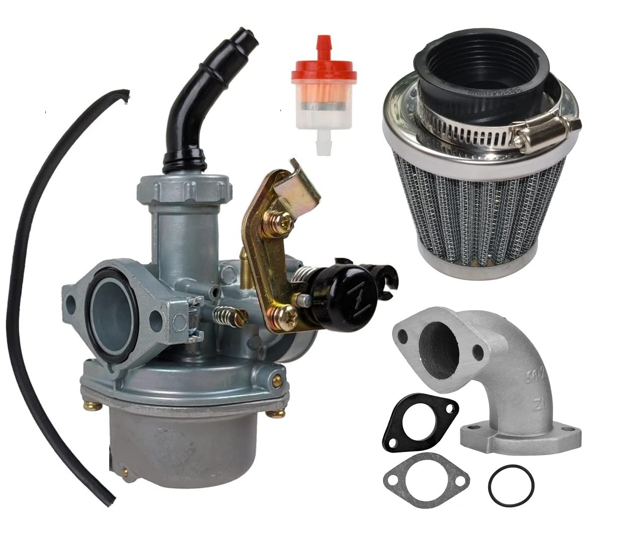 PZ22 Carburetor 22mm Carb Cable Choke 38mm Air Filter Cleaner Intake Pipe Gasket for Apollo SSR 110cc 125cc Sunl Roketa Taotao C