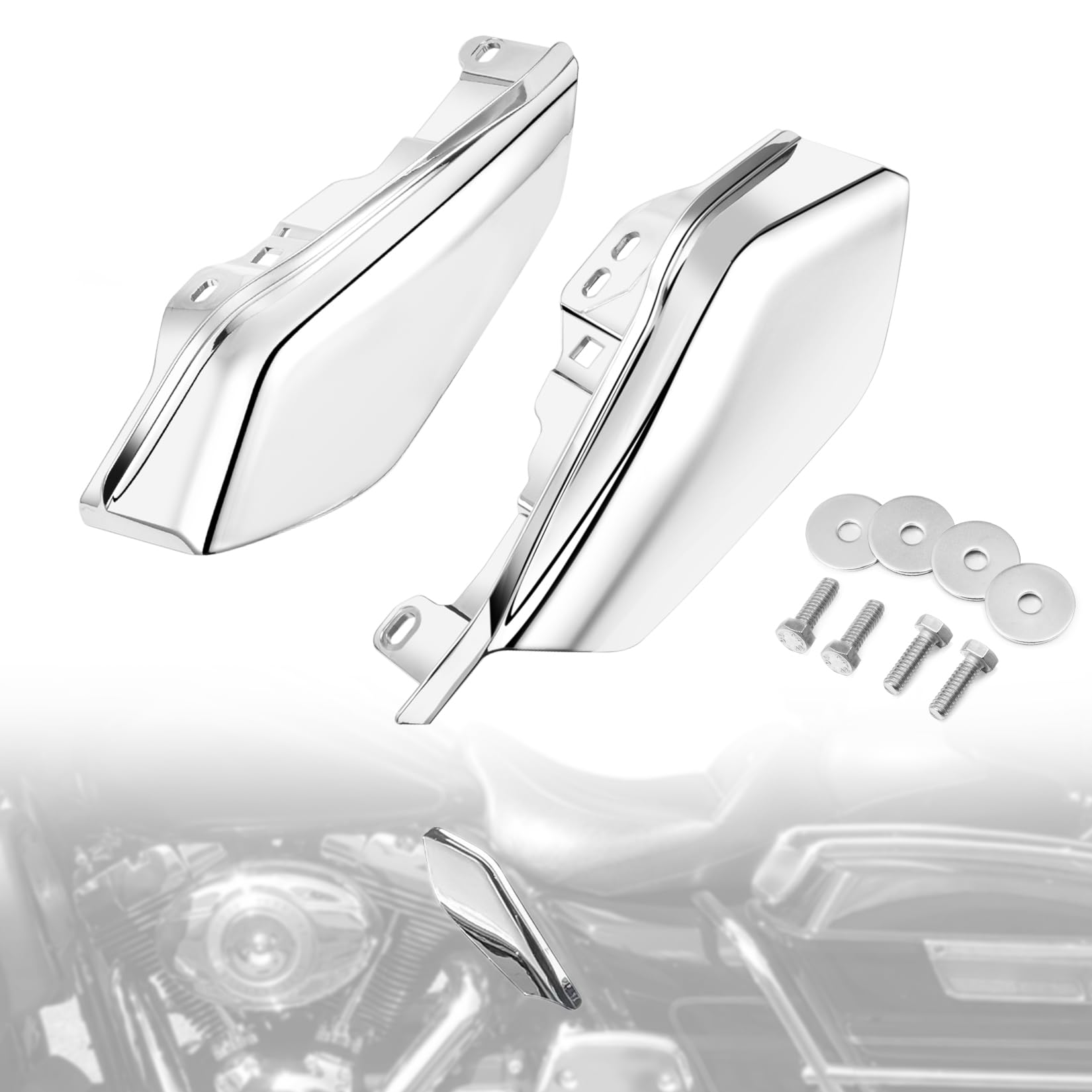 Amazicha Mid Frame Air Deflector Heat Shield Deflectors Compatible For Harley Davidson Touring Street Glide Electra Glide Road Glide Tri Glide Road King Cvo Ultra Limited 2009-2024(Chrome)