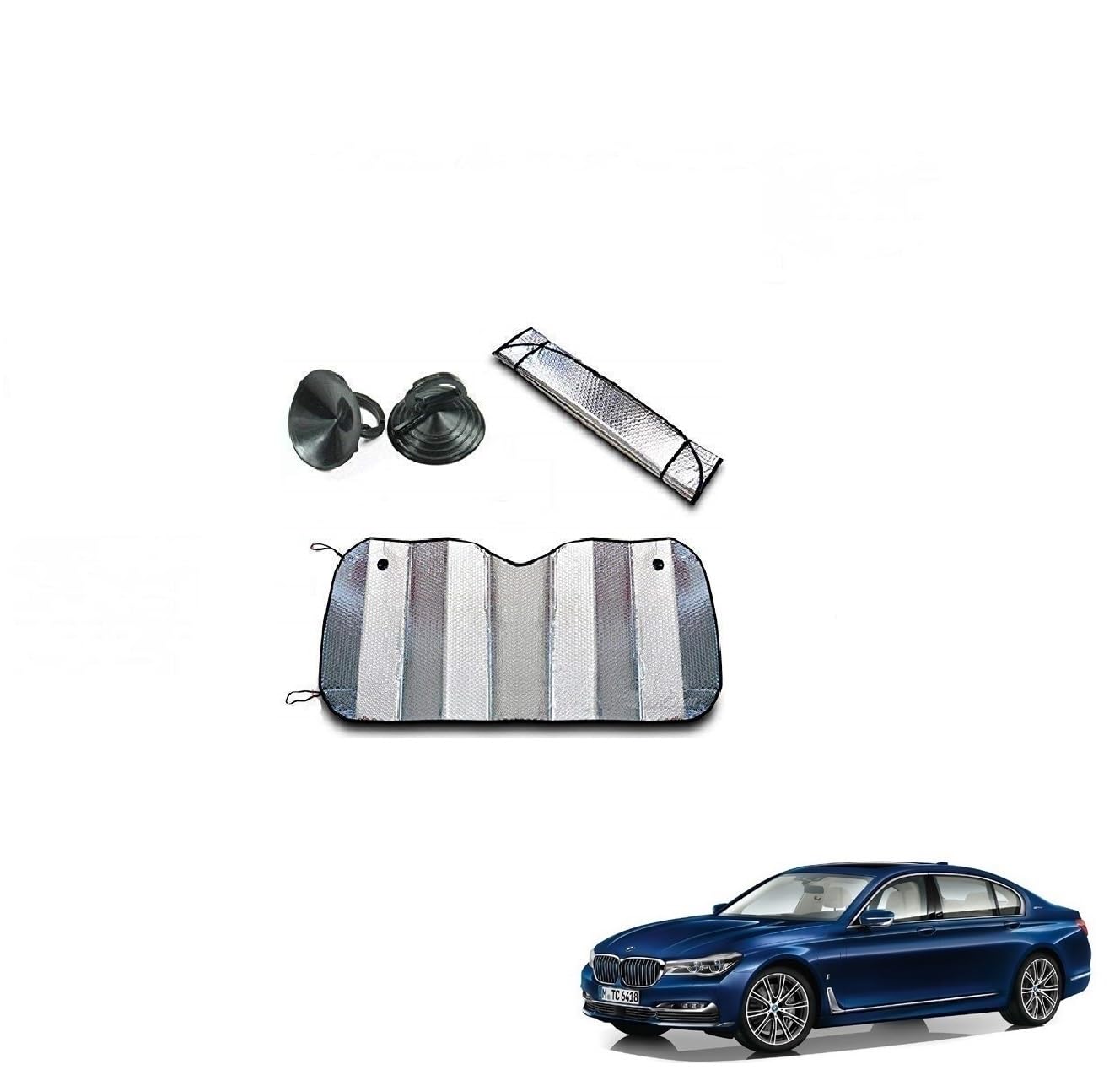 Kozdiko Car UV Protection Silver Foil Sunshade Film Windshield Visor Front Windshield Sunshade for BMW 7 Series