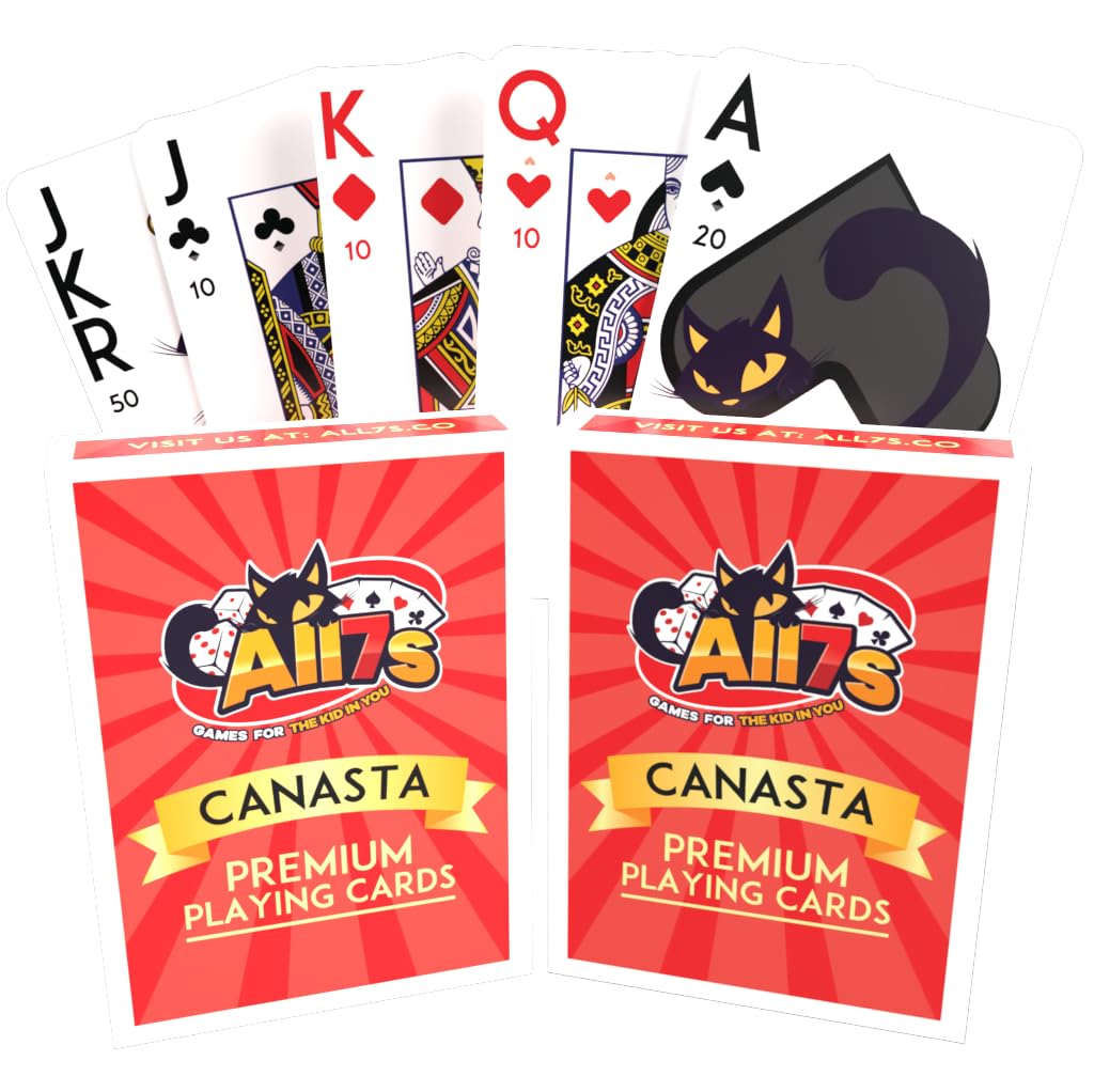 All7s Canasta Cards 2-Pack with Point Values  Jumbo Index Playing Cards for Family Game Night  Card Games for Adults and Kids-New