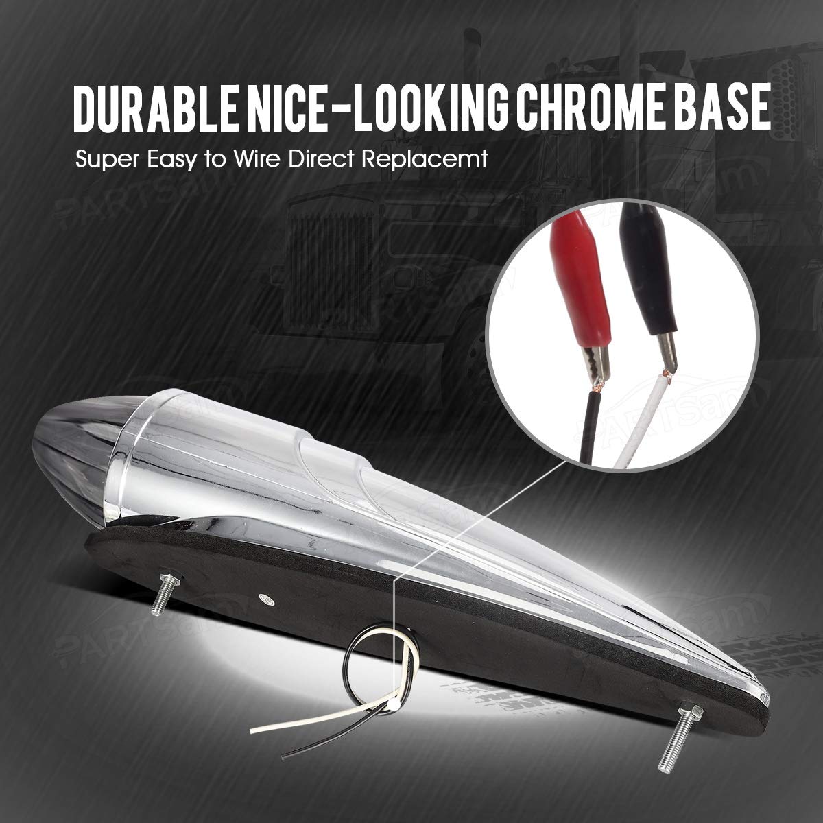 Partsam 5Pcs 21Led Smoke Torpedo Cab Marker Roof Running Top Lights Assembly Super Bright Chrome Heavy Duty Trucks Lights Replacement For International Kenworth/Peterbilt/Freightliner/Mack