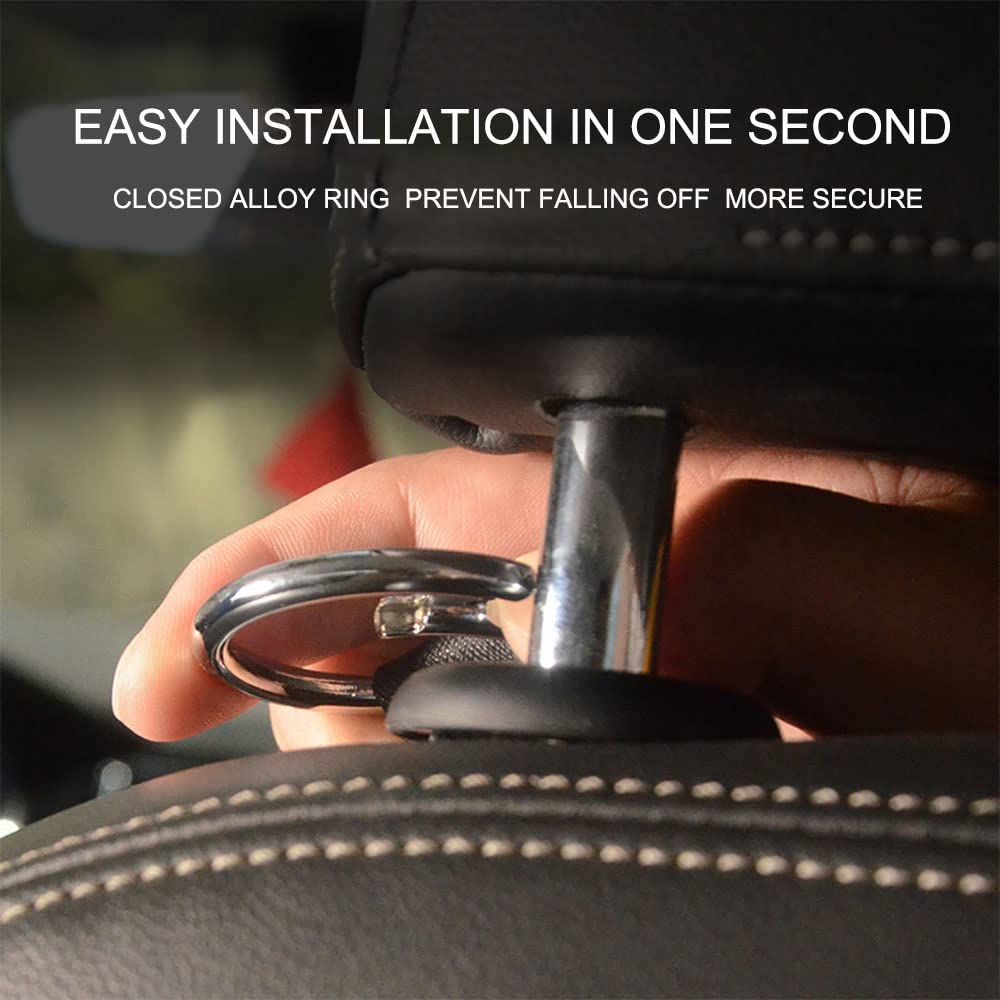 Yicheyiyou Headrest Hooks For Car Back Seat Organizer Black Faux Leather Hanger Holder Hook, For Hanging Purses And Bags And Coa