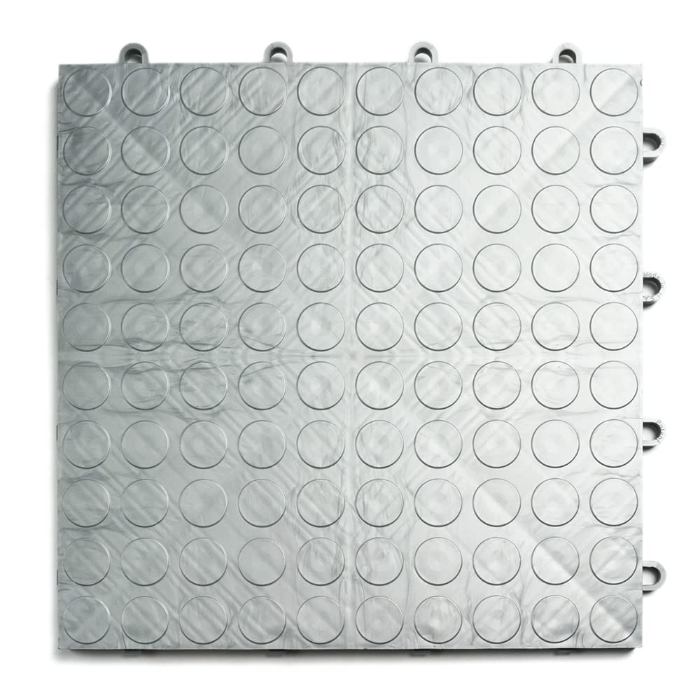 Big Floors GarageDeck Coin Pattern, Durable Copolymer Interlocking Modular Non-Slip Garage Flooring Tile (24 Pack), Alloy