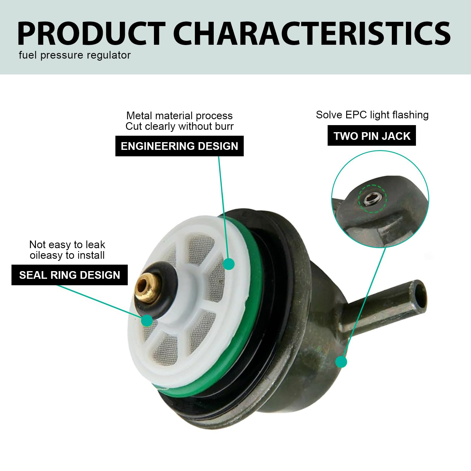 JawGrew 1 PC Car Fuel Pressure Regulator Kit, Fuel Pressure Sensor with Clip Snap Ring Injection Adjustment Service Valve Damper
