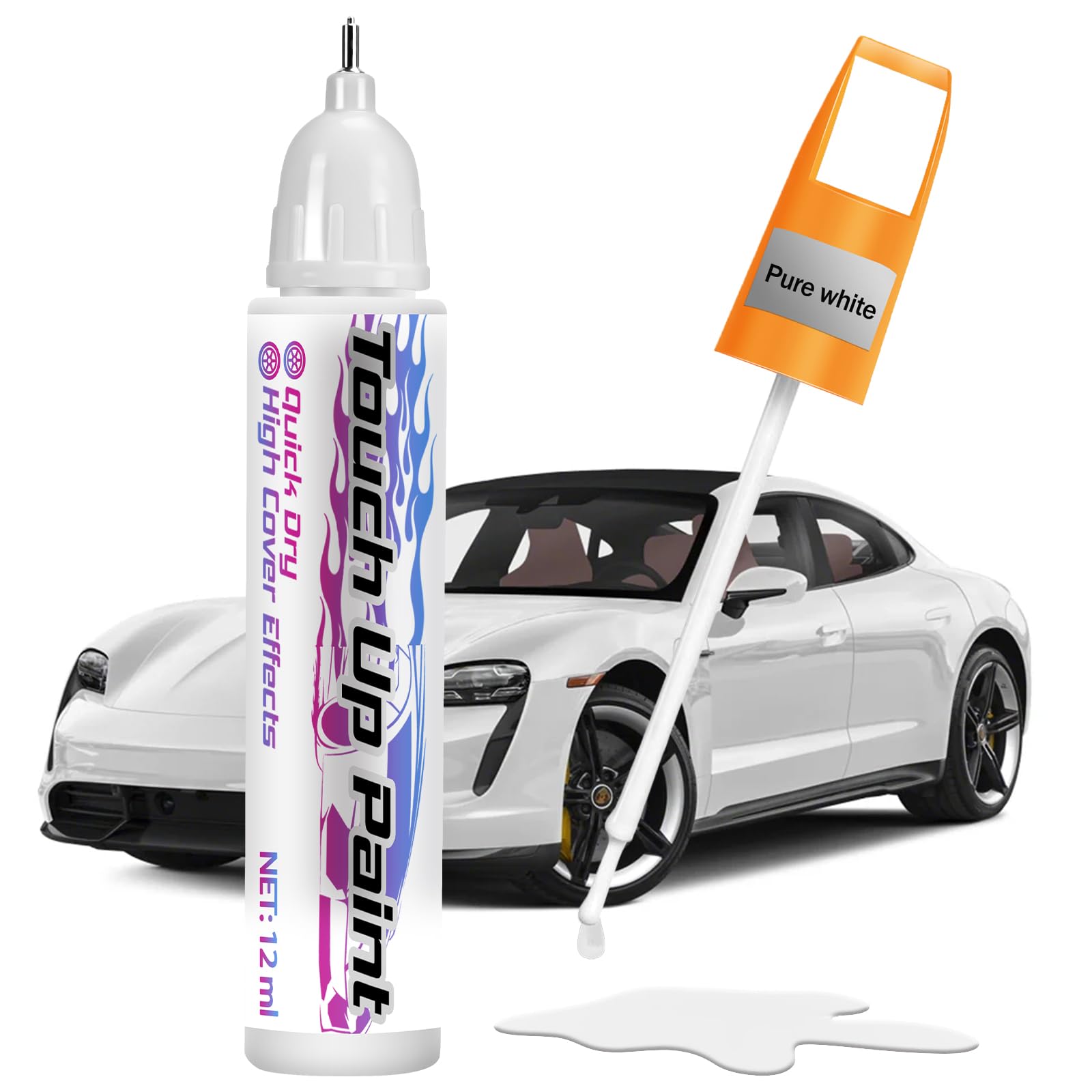 Touch Up Paint for Cars, Car Paint Scratch Repair, Quick & Easy Solution to Erase Scratches, 0.4 fl oz (White)