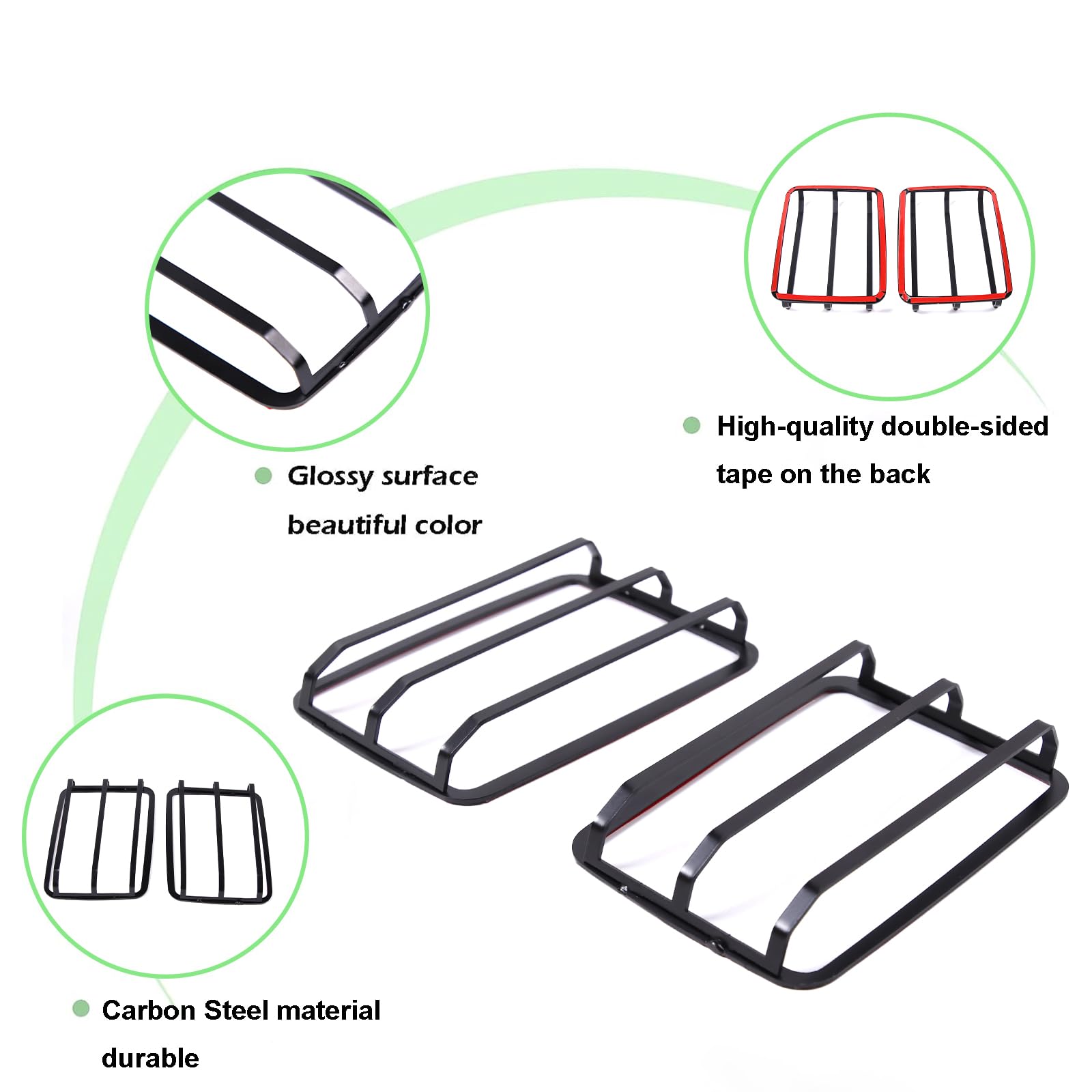 Piugilh Front Turn Signal Light Cover Guard Fit For Hummer H2 2003-2009, Carbon Steel Front Lamp Cover Guard Cover Trim 2 Pcs