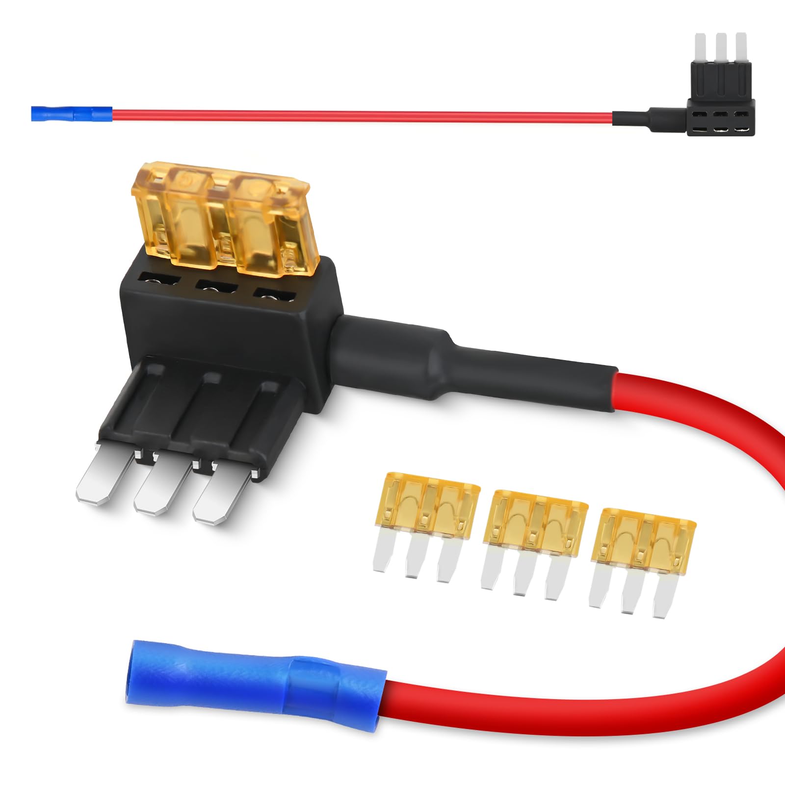 Nilight 2 Pack Micro 3 Fuse Tap Add-A-Circuit Blade Style Expandable Circuit Tap Adapter Powers 12 Volt Underbody Underglow Inte