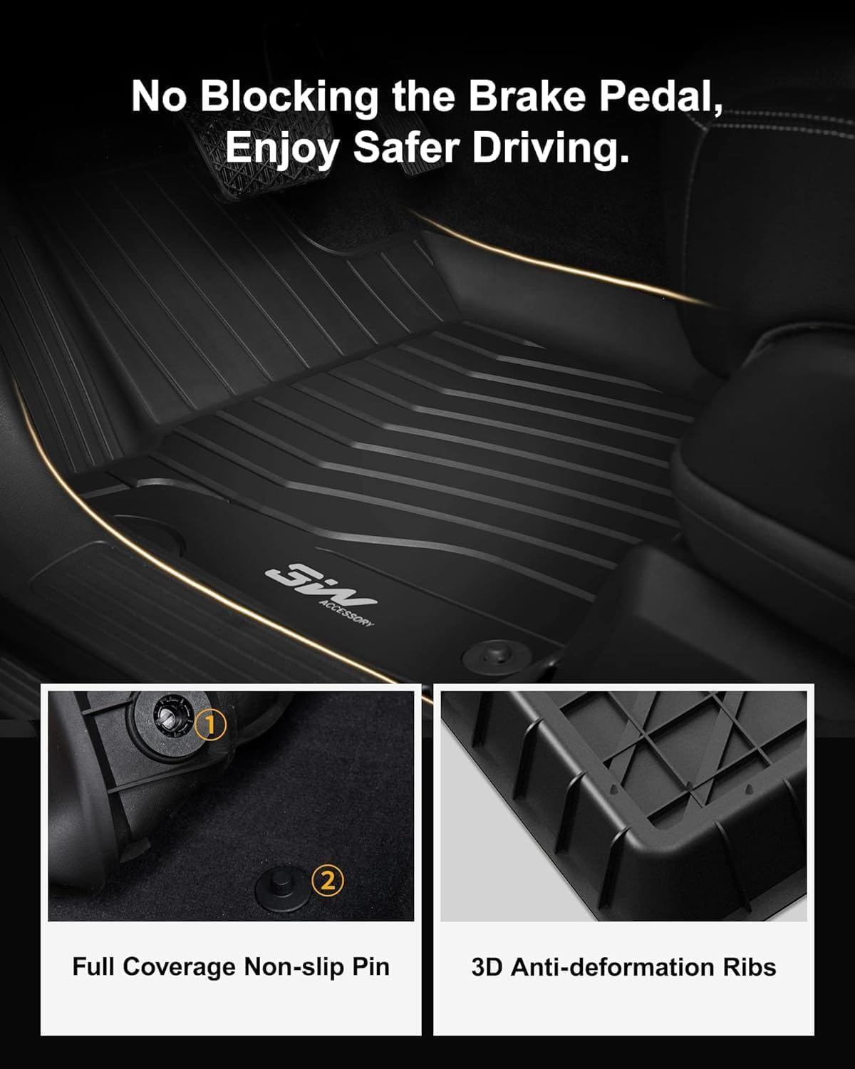 3W Floor Mats & Cargo Liner For Benz Gle 2020-2025, Tpe All Weather Custom Fit Floor Liner & Trunk Mats 1St &2Nd Rows Car Mats &