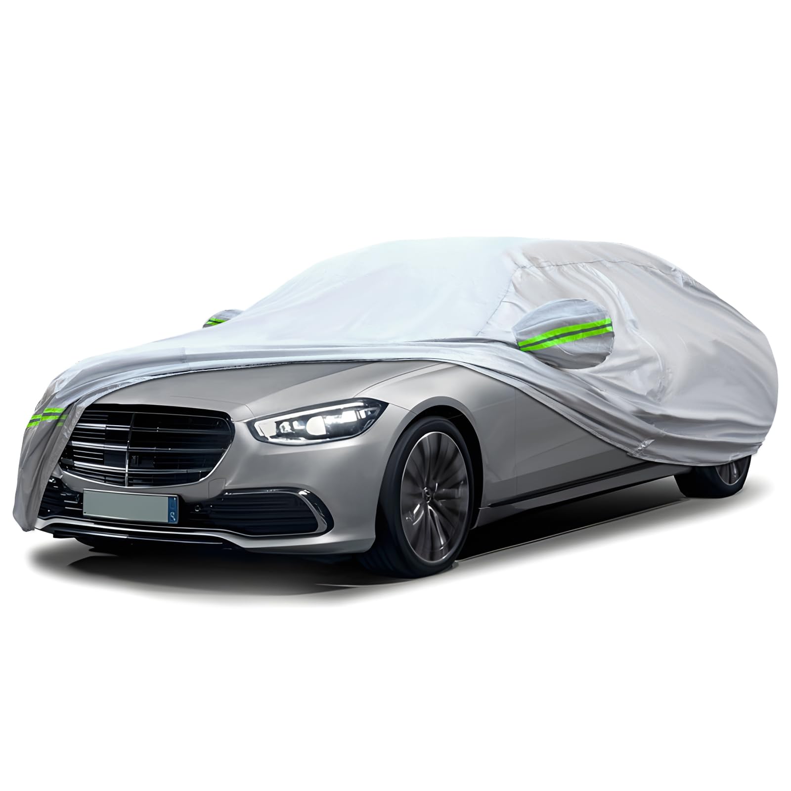 KEYOOG Sedan Car Cover, 6-Layer All-Weather Waterproof, Heavy Outdoor Car Cover, Universal in All Seasons, Snow Protection, Acid
