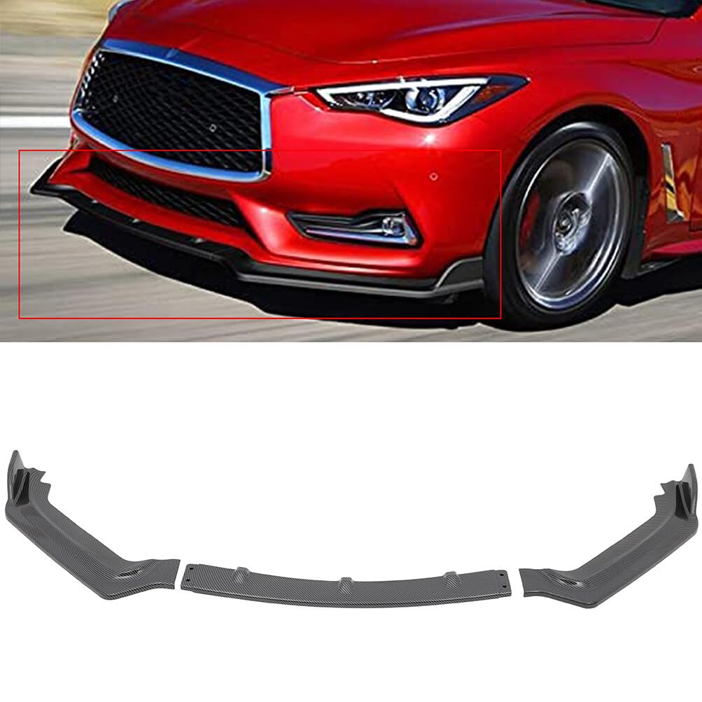 Scitoo Glossy Carbon Look Front Bumper Lip V Style Fits For 2017-2020 For Infiniti Q60 Coupe Pp Front Lip Spoiler