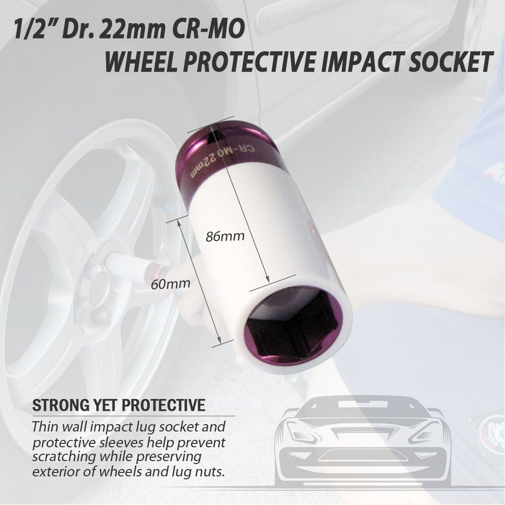 Firstinfo B2901D 1/2-Inch Drive X22Mm Non-Marring Protective Wheel Lug Nut Impact Socket