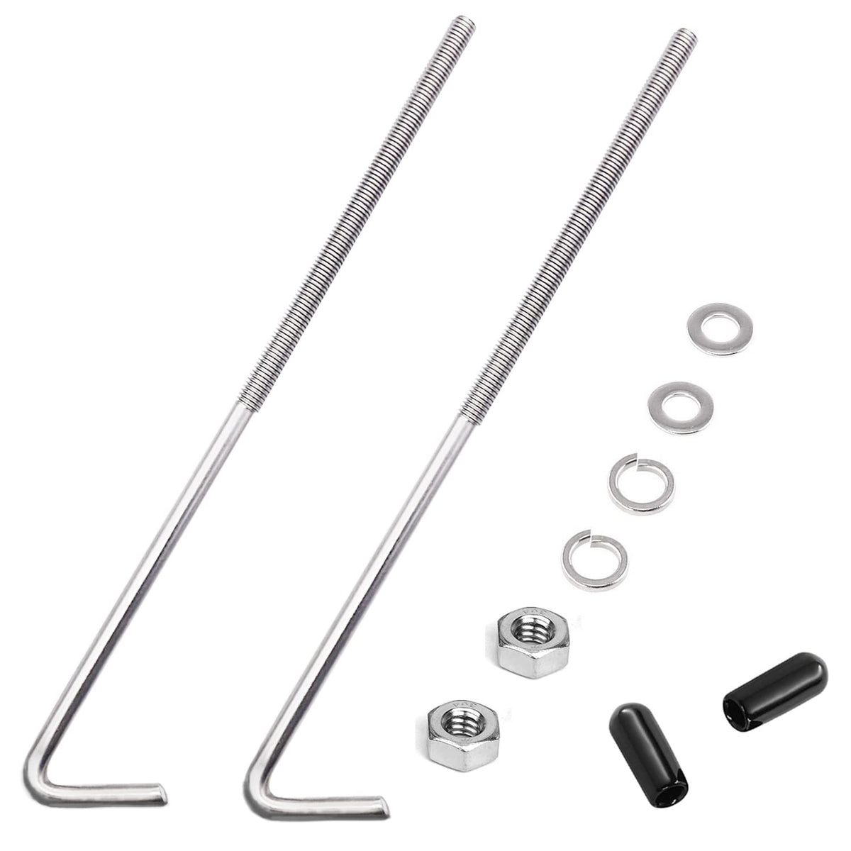 Tnisesm 10-Inch 304 Stainless Steel J Hook Battery Hold Down Bolts