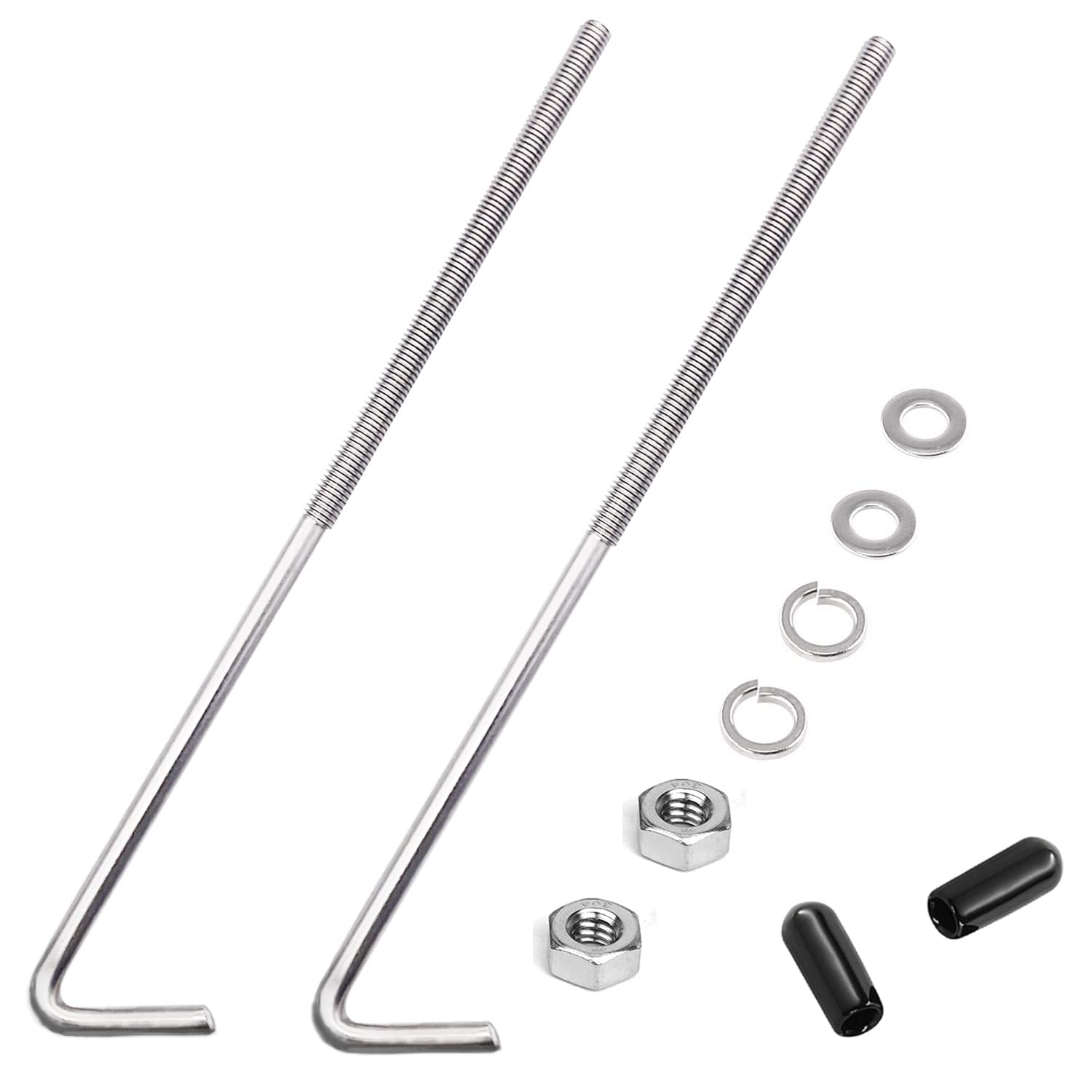 Tnisesm 8-Inch 304 Stainless Steel J Hook Battery Hold Down Bolts