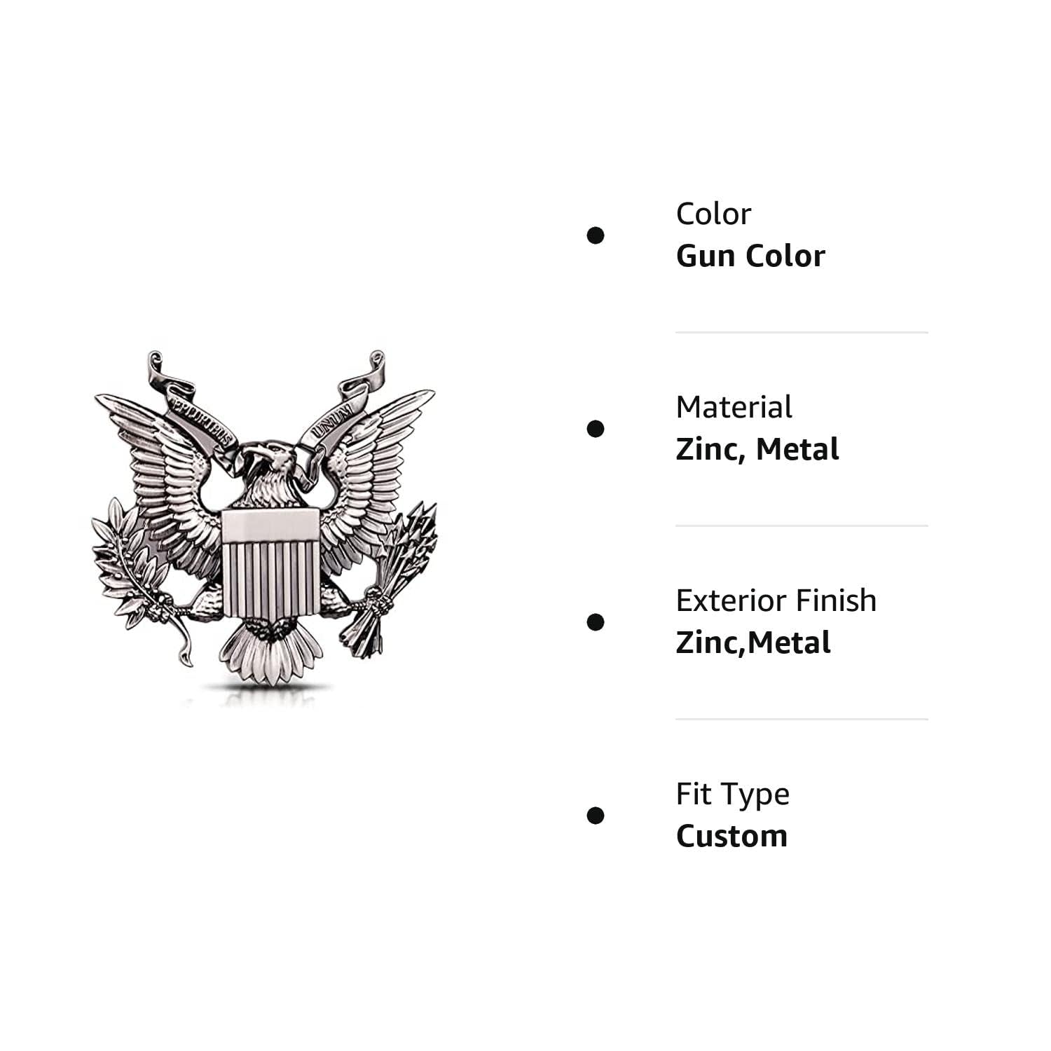 United States Military Us Army Metal Car Emblem Sticker Decal (Gun Color)