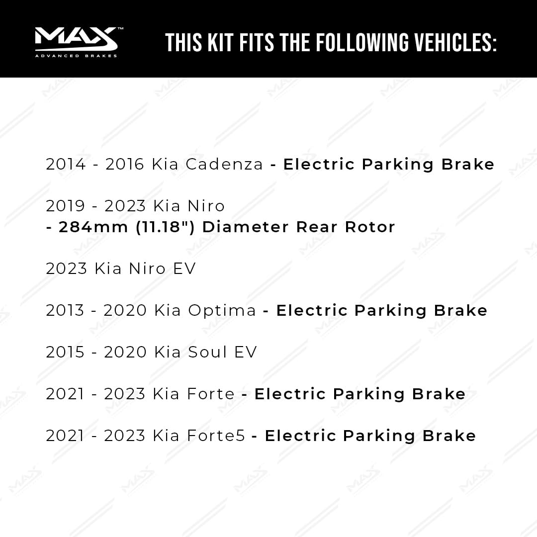 Max Advanced Brakes Rear Brake Kit Compatible With 2015 2016 2017 2018 2019 Hyundai Azera Elantra Gt Sonata Ioniq Replacement Ge