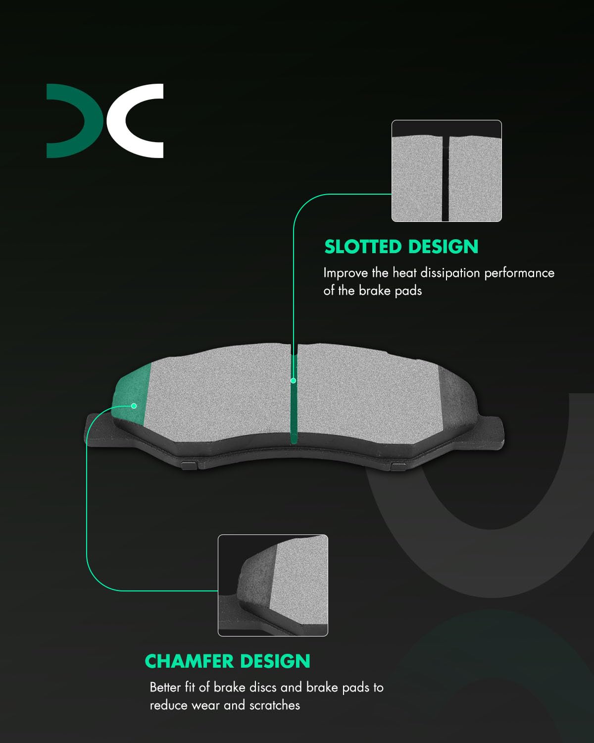 Scitoo Front Disc Brake Pad Set 4Pcs W/Hardware Fit For Honda For Odyssey 2018 2019 2020 2021 2022 2023