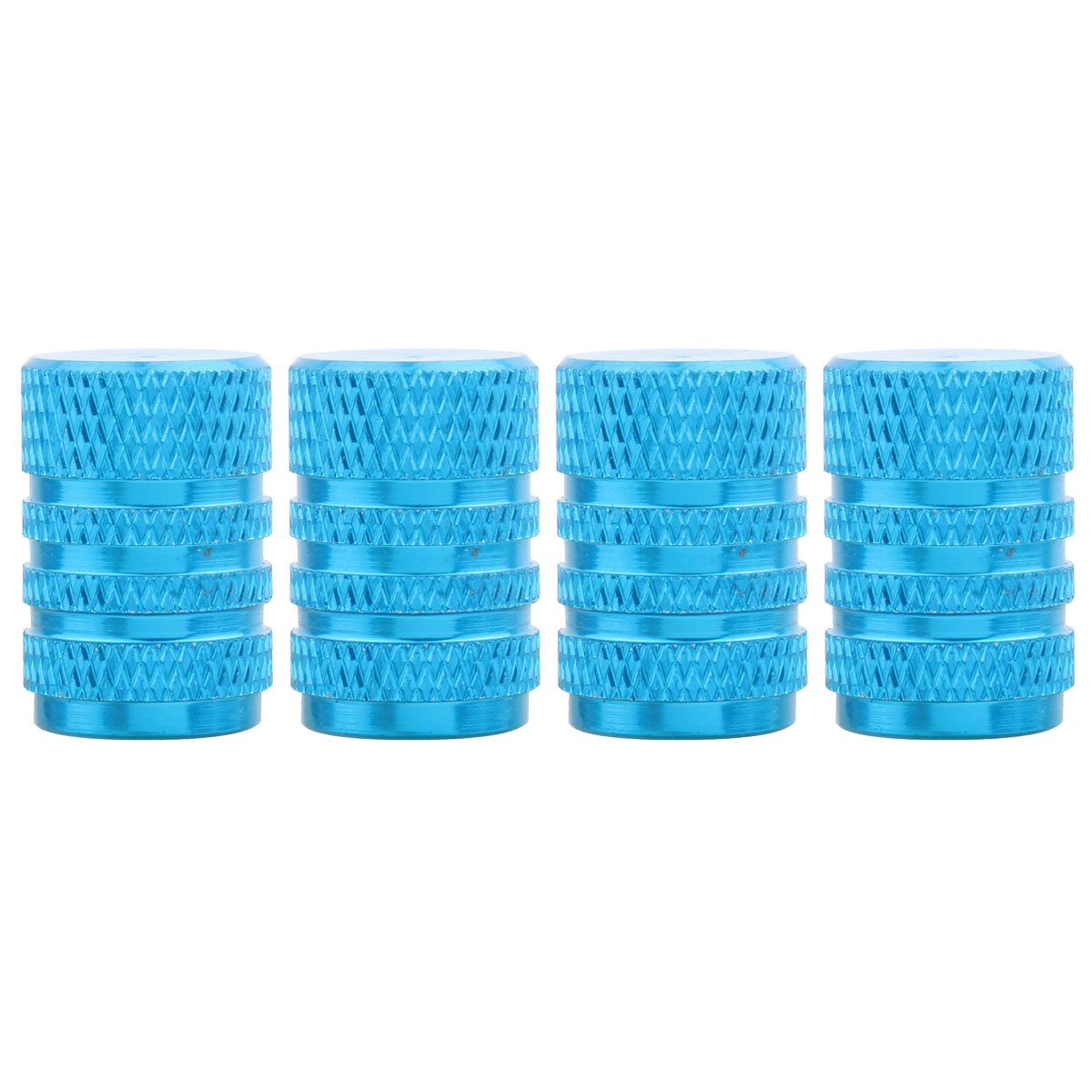 Tomall Chrome Sky Blue Aluminum Alloy Round Style Tire Valve Stem Caps For Jeep Truck