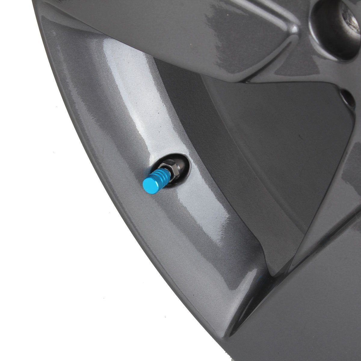 Tomall Chrome Sky Blue Aluminum Alloy Round Style Tire Valve Stem Caps For Jeep Truck