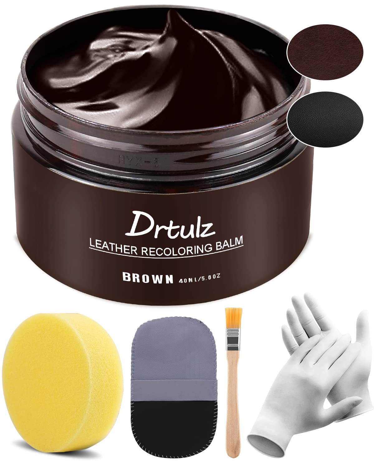 Drtulz Leather Recoloring Balm, Dark Brown Leather Repair Kit For Furniture, Steering Wheel, Car Seat, Sofa, Purse - Repair Fade
