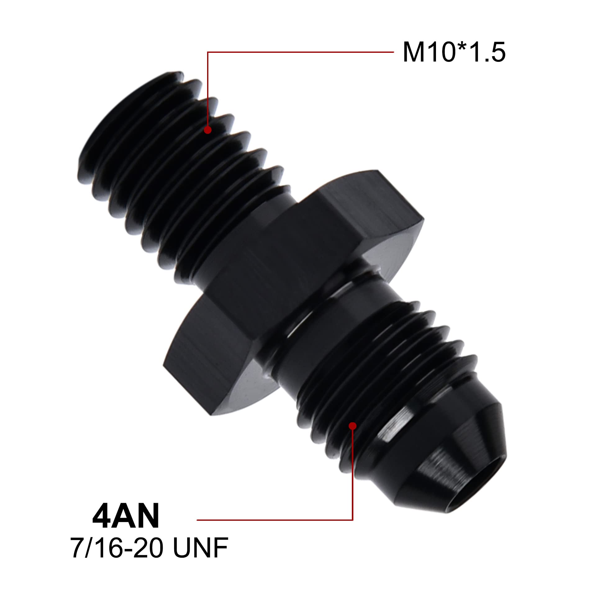 Evil Energy 4An Male Flare To M10 X 1.5Mm Male Metric Fitting Adapter Aluminium Alloy 2Pcs