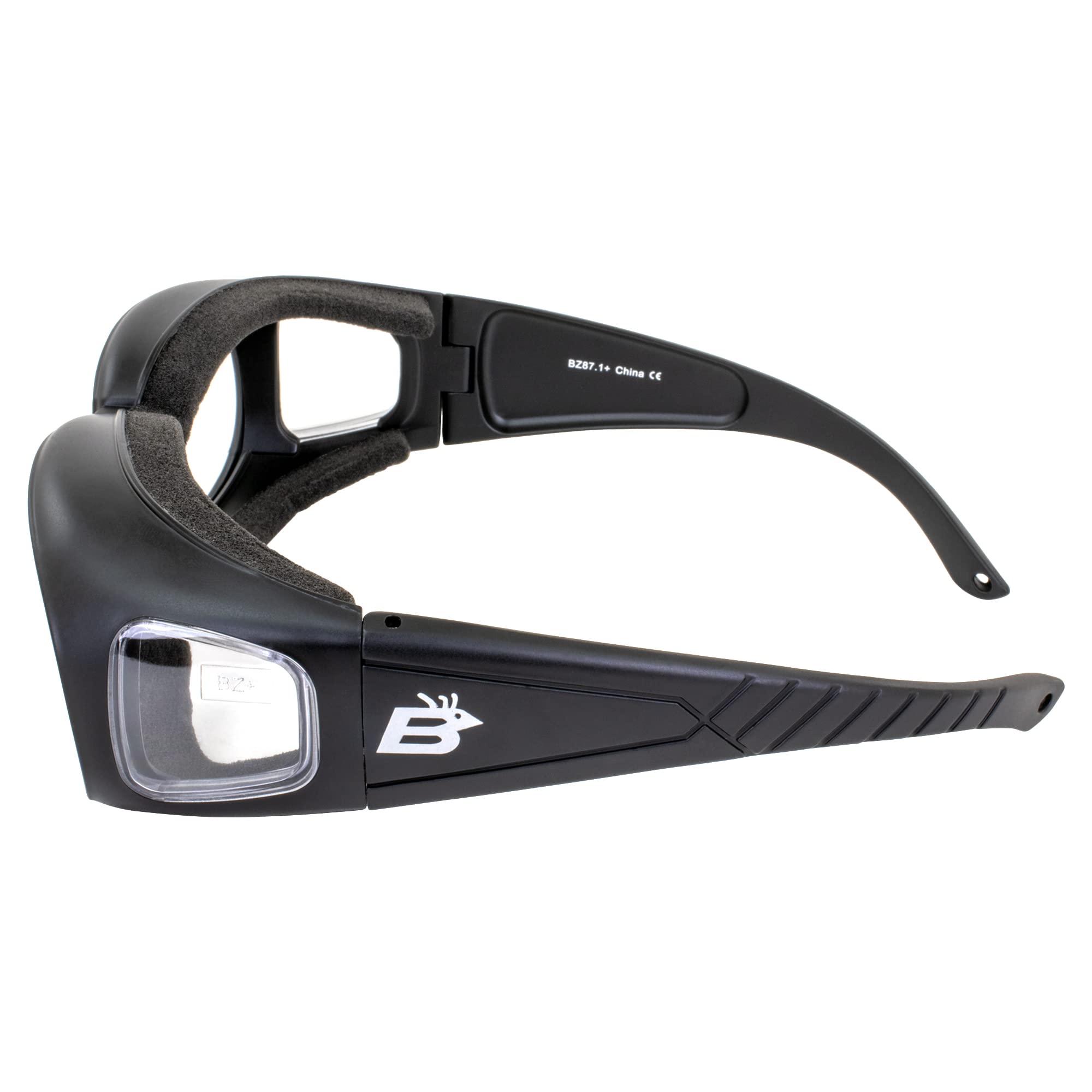 Birdz 2 Pairs Swallow Foam Padded Motorcycle Riding Glasses Black Frame Clear/Smoke Lens