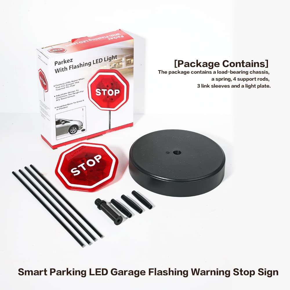 Reswish LED Light Parking Stop Sign,Smart Parking LED Garage Flashing Warning Stop Sign, Parking Assist LED Stop Sign Parking As